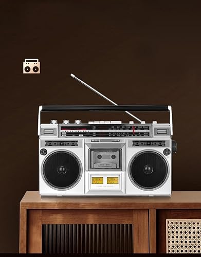 Miniatura 2 de Reproductor de cassette retro Bluetooth con reproductor de cinta de CD, FM y radio Dab+, Boombox clásico de los años 80 con grabación USB y