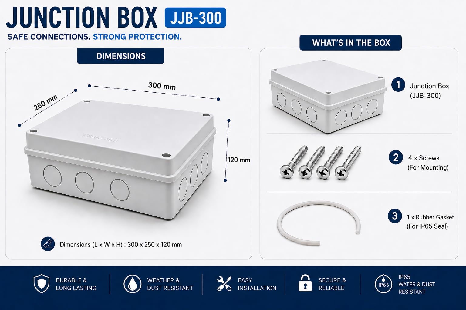 ABS Large Junction Box (JJB-300) | IP65 Waterproof | 300x250x120 mm — Amazon image 3