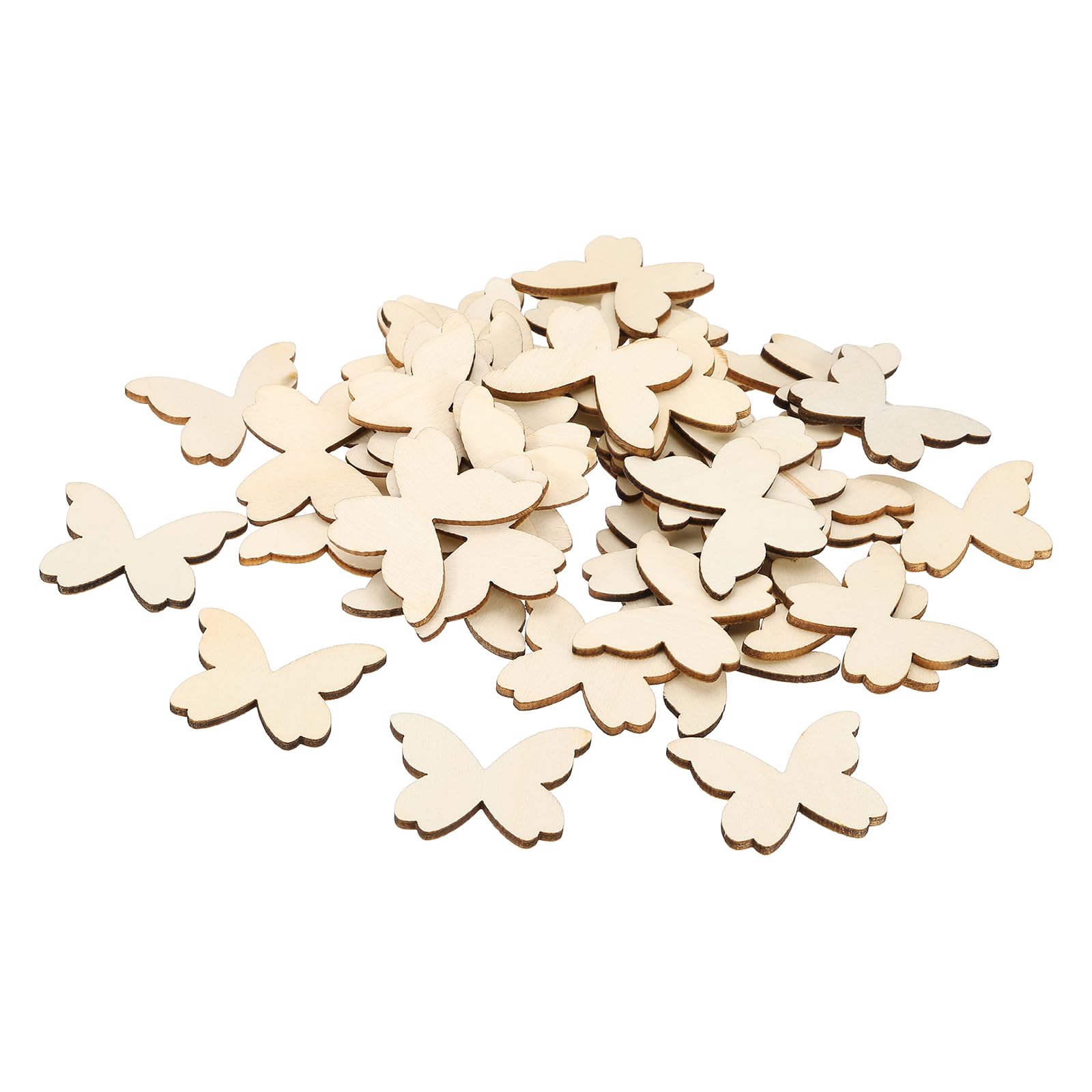 sourcing map 50 Pcs Wooden Butterflies for Crafts, 1.6"x1.3" Wooden Butterfly Cutouts Unfinished Wood Blank Slices for DIY Crafts Painting Engraving Door Hanger Sign Birthday Home Spring Decor