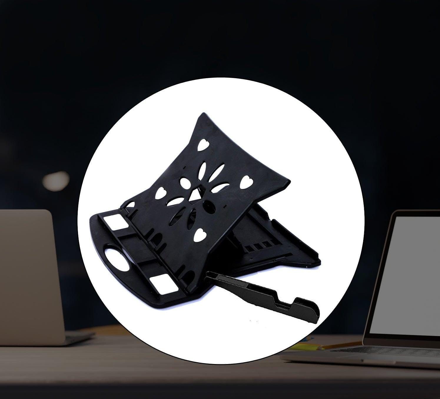Radiant Soporte de mesa ajustable para laptop, patentado, ventilado, portátil, plegable, compatible con MacBook, portátil, tableta, bandeja de escritorio, libro de mesa con soporte para teléfono