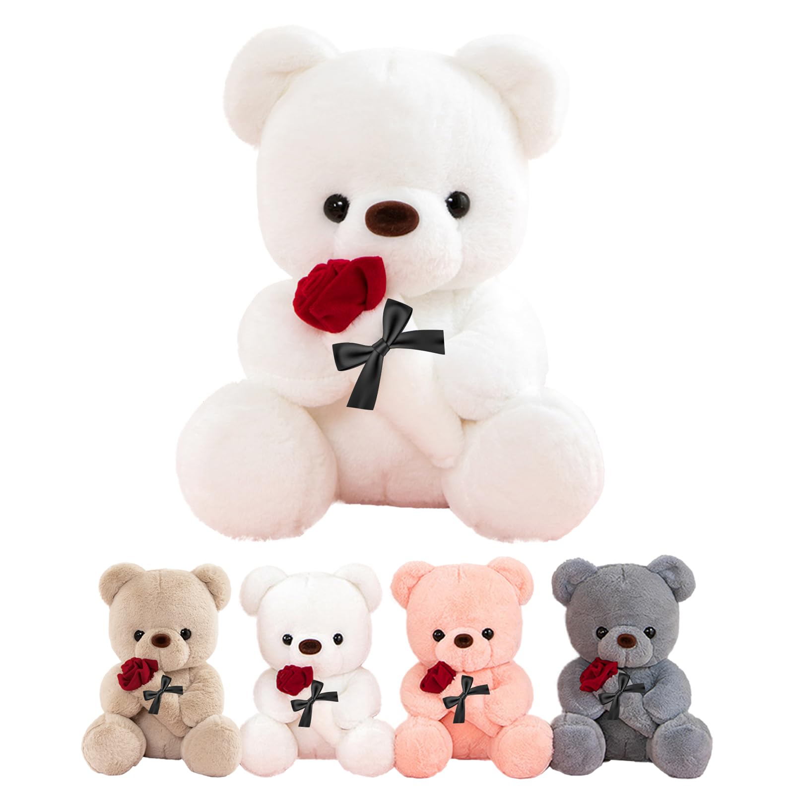 Orsacchiotto Peluche con Rosa, Bianco 35CM Regali Nozze Donna