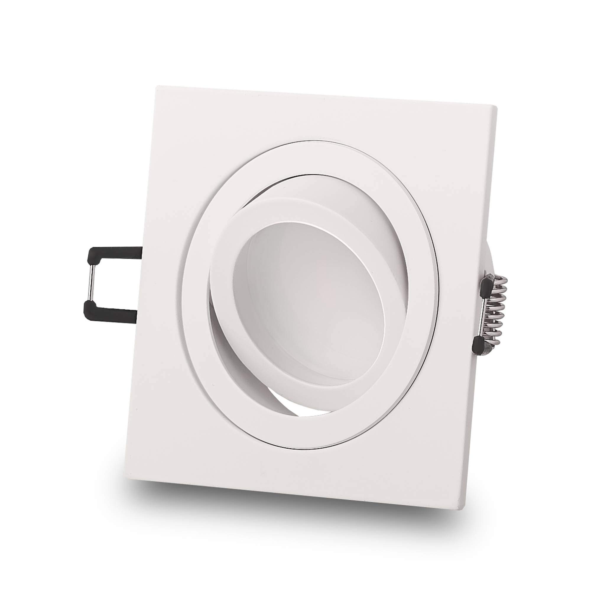 6x Foco empotrable LED cuadrado blanco 9 vatios blanco frío 230V plano - Foco empotrable GU10 orientable aluminio - Taladro de 80mm empotrado - techos de focos - focos