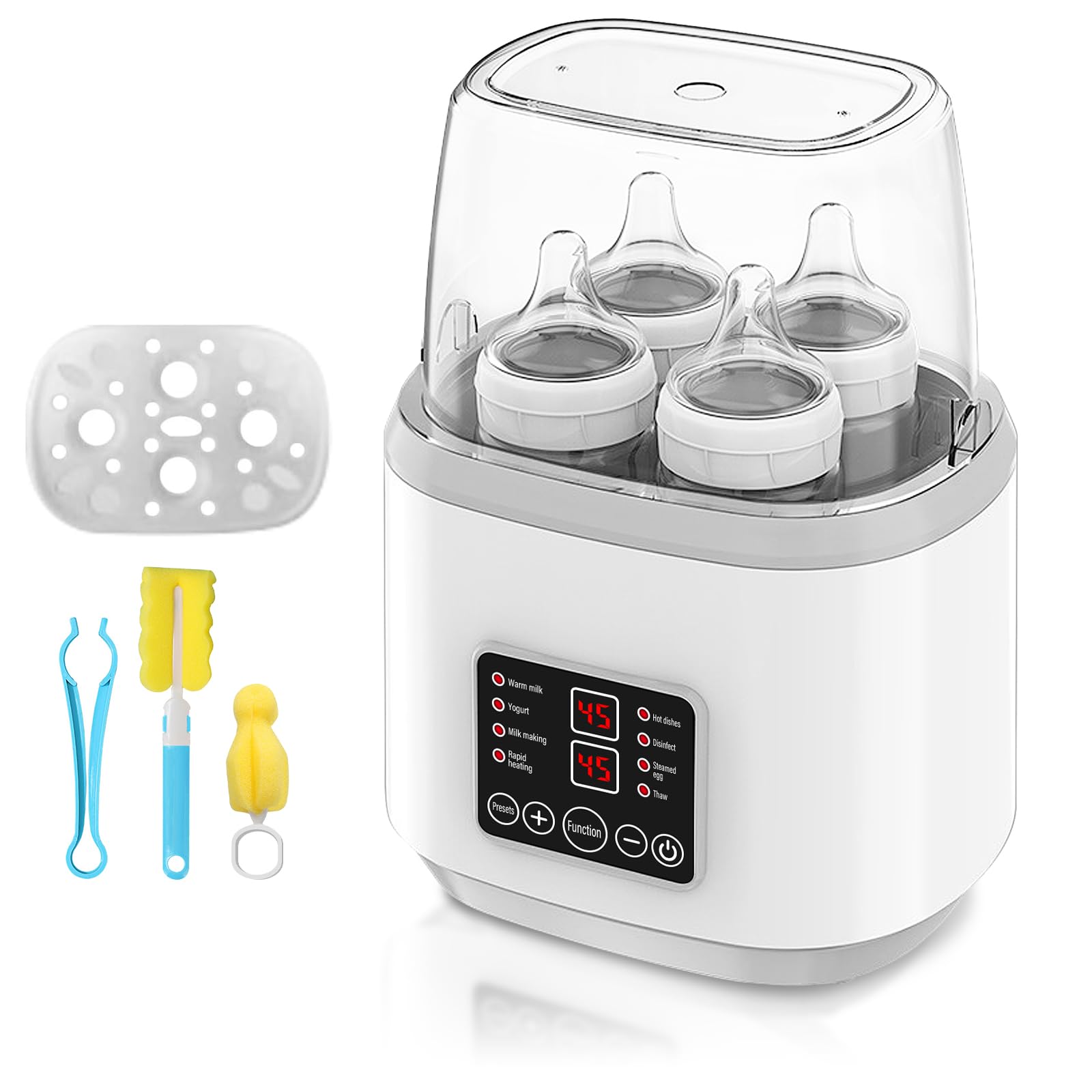 Flaschenwärmer Baby, Hält die Wärme 24H, Sterilisator für Babyflaschen, Babyflaschen 8-in-1, Modular für bis zu 4 Babyflaschen, Baby Flaschenwärmer für Muttermilch, Flaschen Sterilisator Baby
