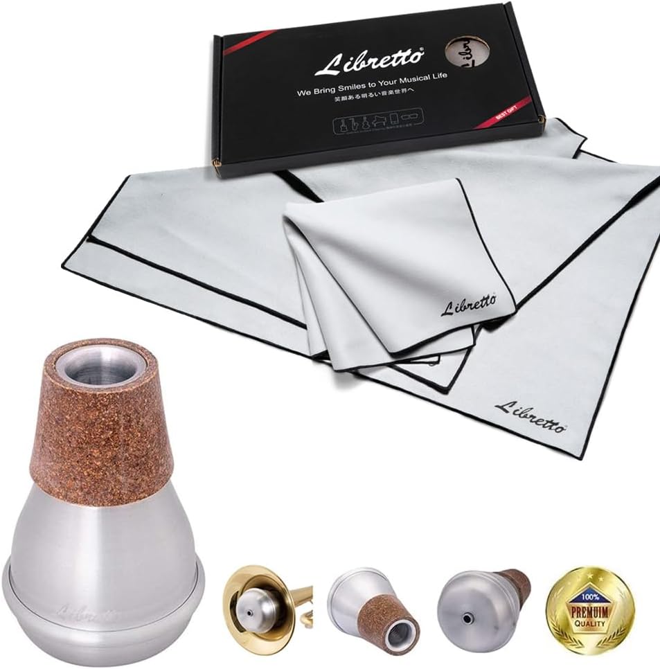 Libretto Trumpet Mute Silencer + Microfiber Polish Cloth for Musical Instrument