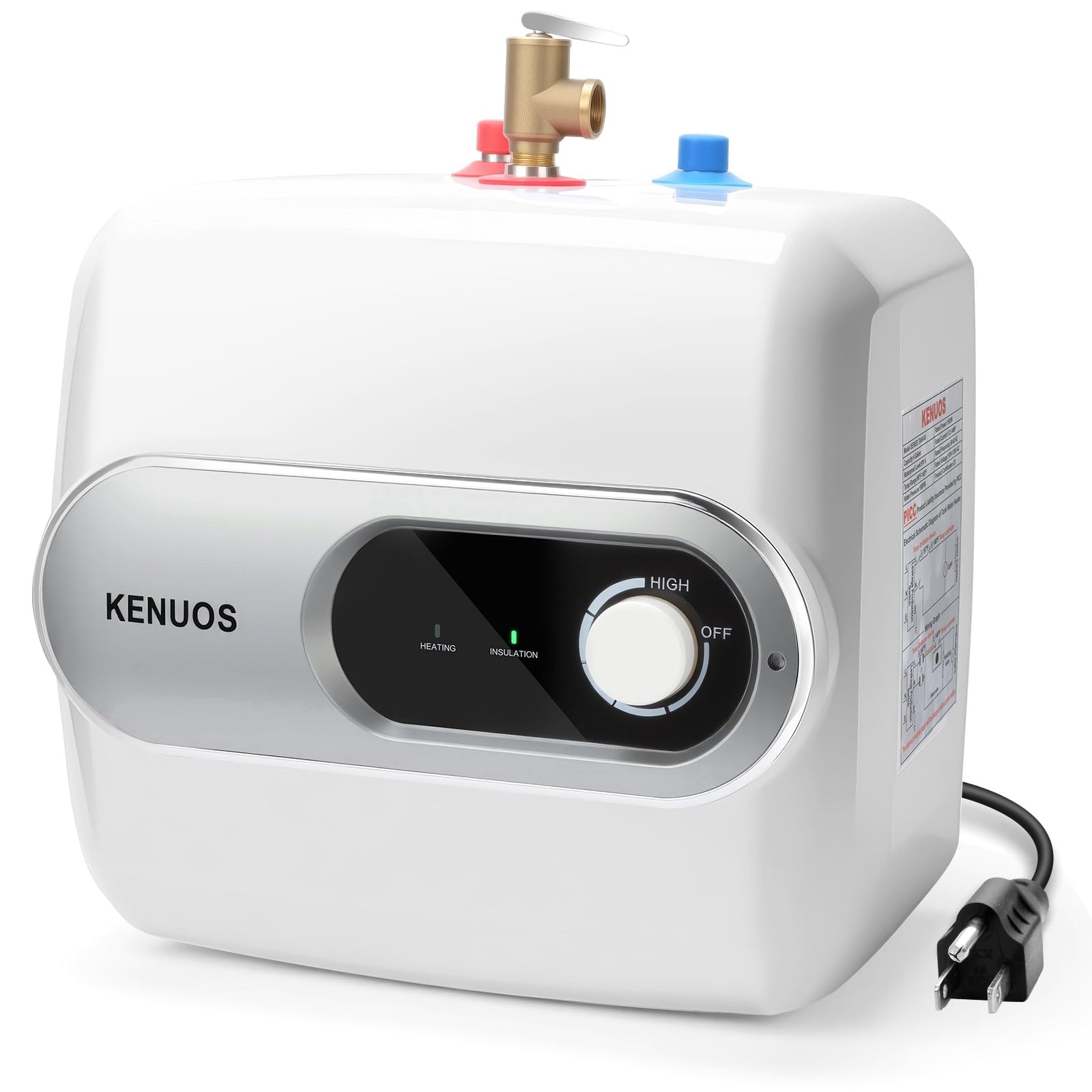 4 Gallon Water Heater Under Sink Instant Hot Water Heaters 1500W 110V 120V Mini Tank KENUOS