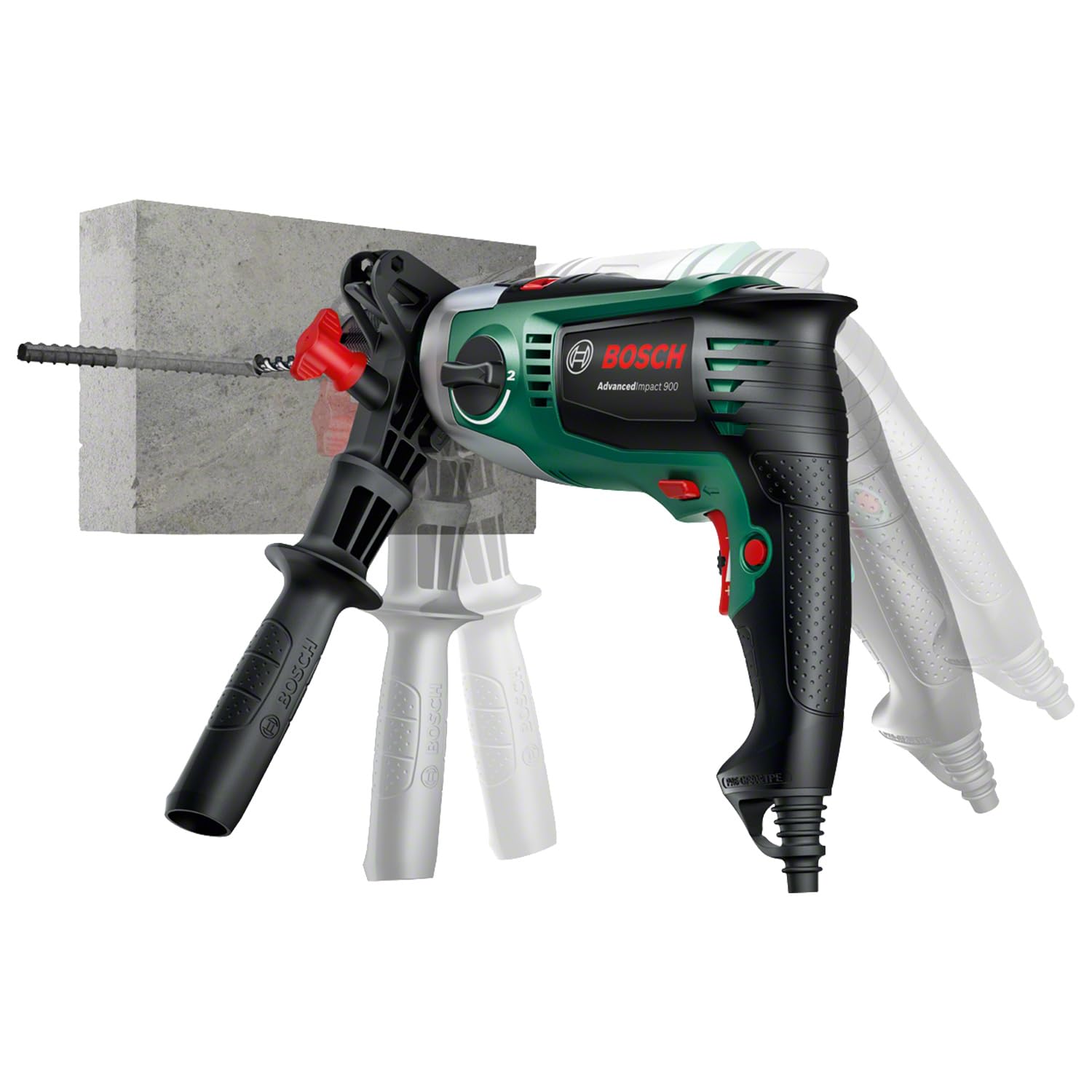 Bosch Perceuse à percussion filaire AdvancedImpact 900 (900 W, diamètre de perçage dans l'acier/le bois/la maçonnerie : 13/40/18 mm, dans un coffret)