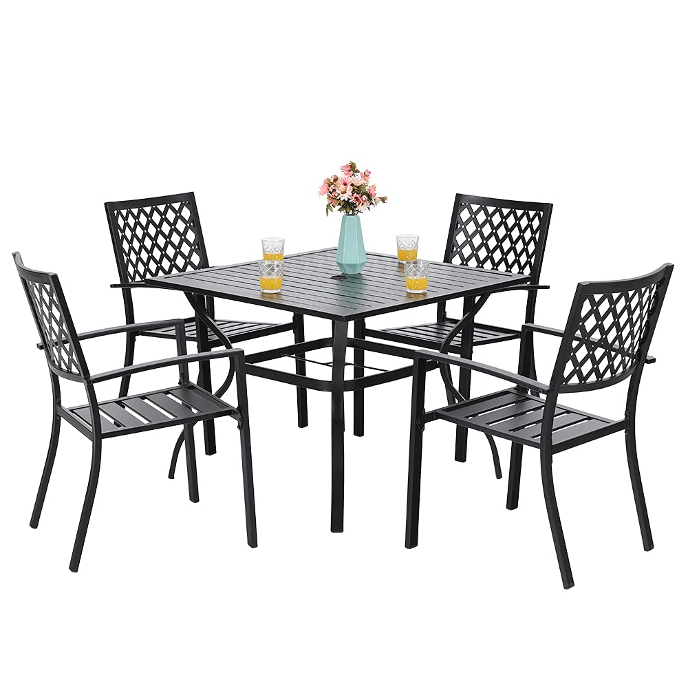 Buy PHI VILLA5 Piece Metal Patio Dining Set, Outdoor Furniture Set with