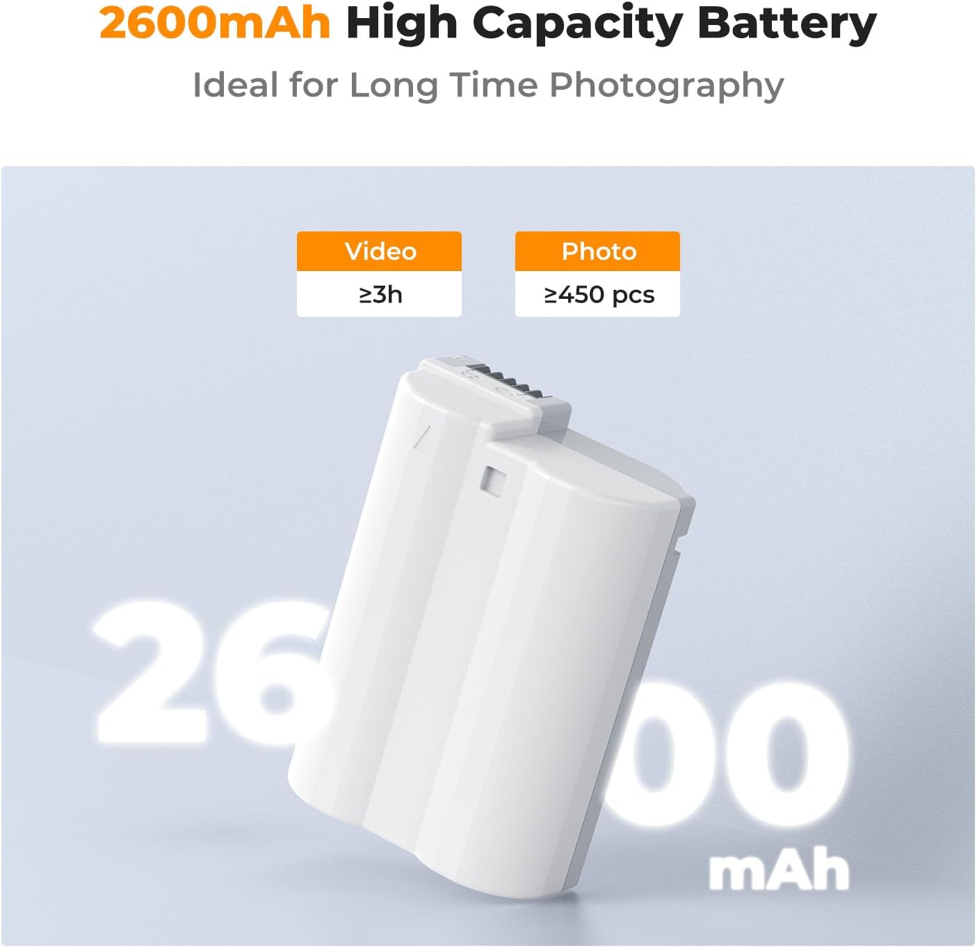 K&F CONCEPT 2600mAh EN-EL15C Battery, USB-C Fast Charging Z6iii Battery Compatible with Nikon ZR, Z8, Zf, Z7, Z6, Z7ii, Z6ii, Z5, D850, D810, D810A, D780, D750, D610, D500, D7500, D7200 Camera