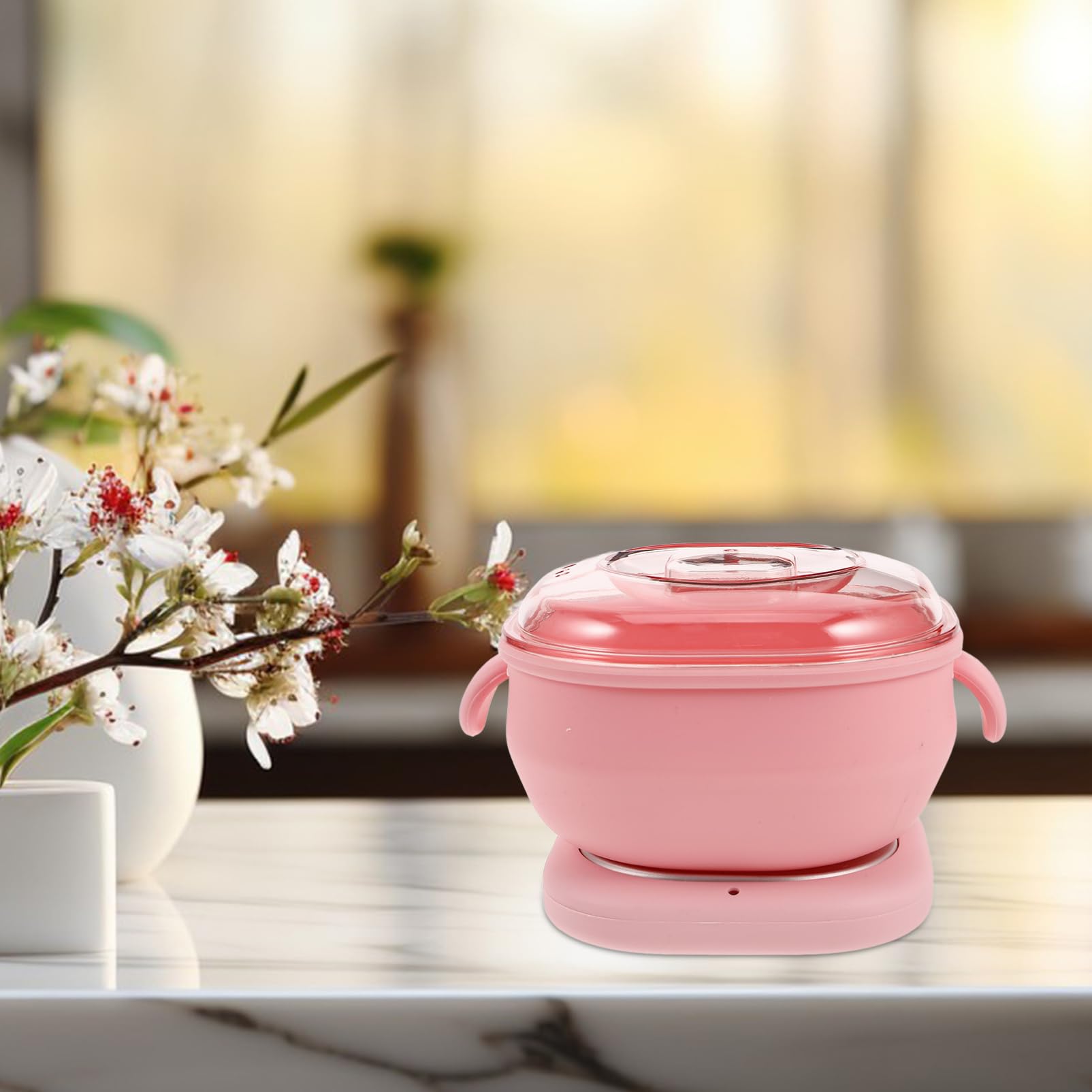 Scaldacera Elettrico per Depilazione, Pentola in Silicone Pieghevole Rosa | Riscaldamento Rapido e Uniforme, Non Aderente e Facile da Pulire, per Ascelle e Gambe, Casa o Salone