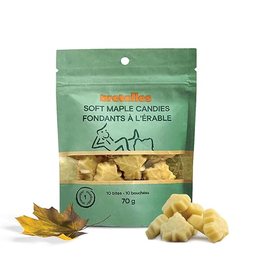 Bretelles Caramelo suave de arce orgánico, caramelo de hoja de azúcar de arce, vegano, no contiene leche, fabricado con jarabe de arce puro de grado