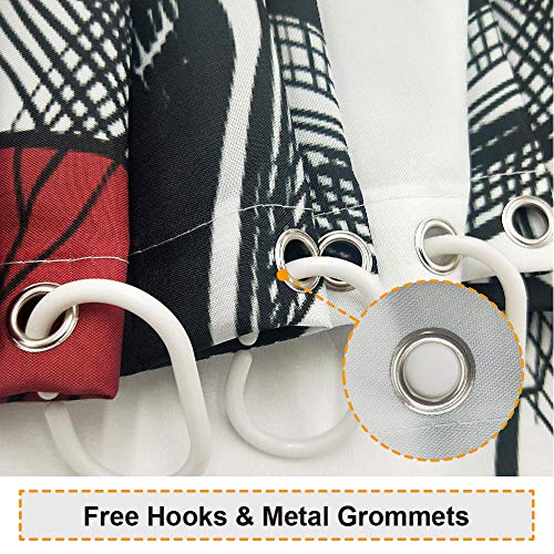 Baccessor Halloween Skull Shower Curtain Sugar Rose Flowers Skull Skeleton All Saints Day Black And White Waterproof Bathroom Decor With Hooks,72" W X 72" H (180Cm X 180Cm) - Red Rose Skull #TOP3