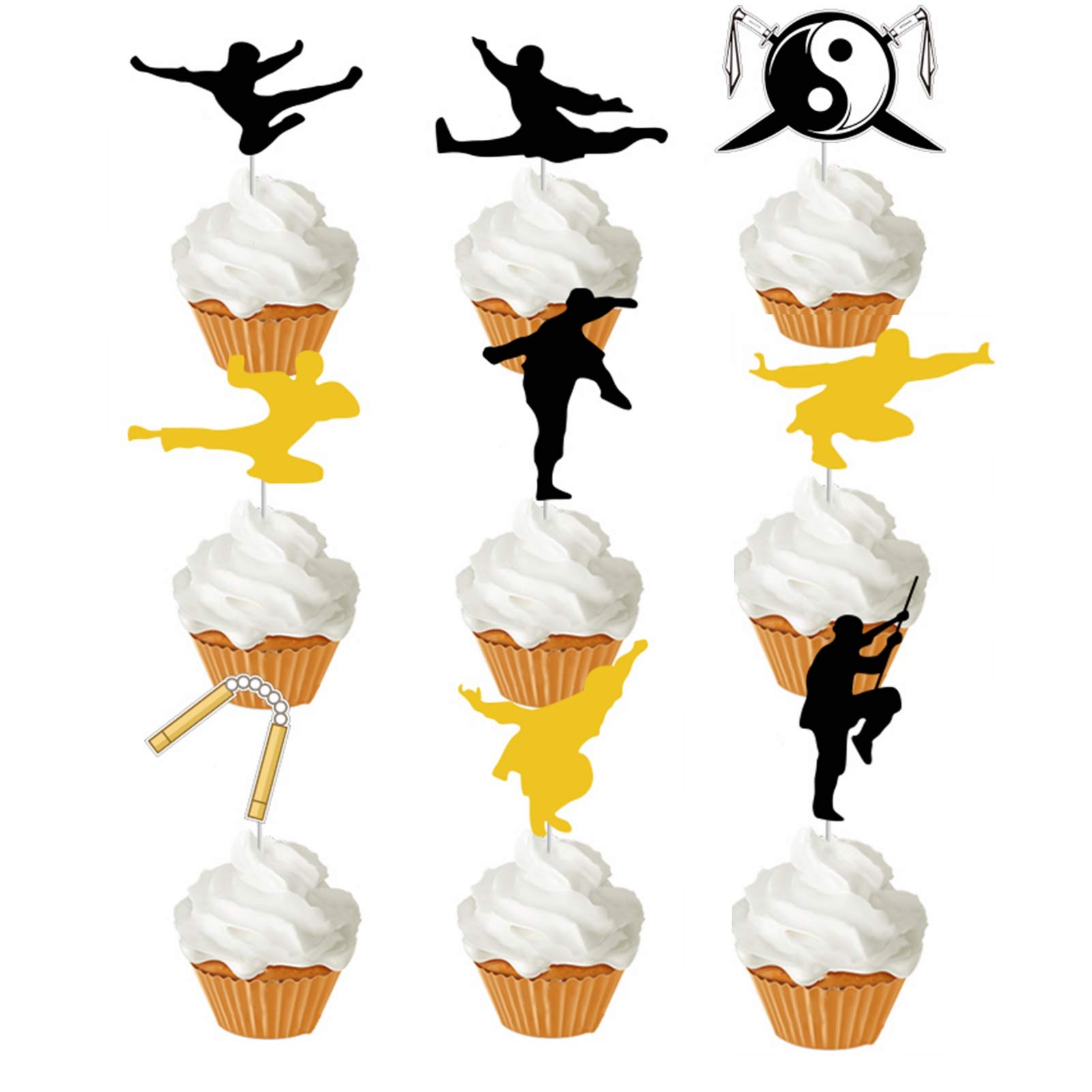 Buy YiiiGoood Set of 24 Kung Fu Theme Cupcake Toppers Martial Arts