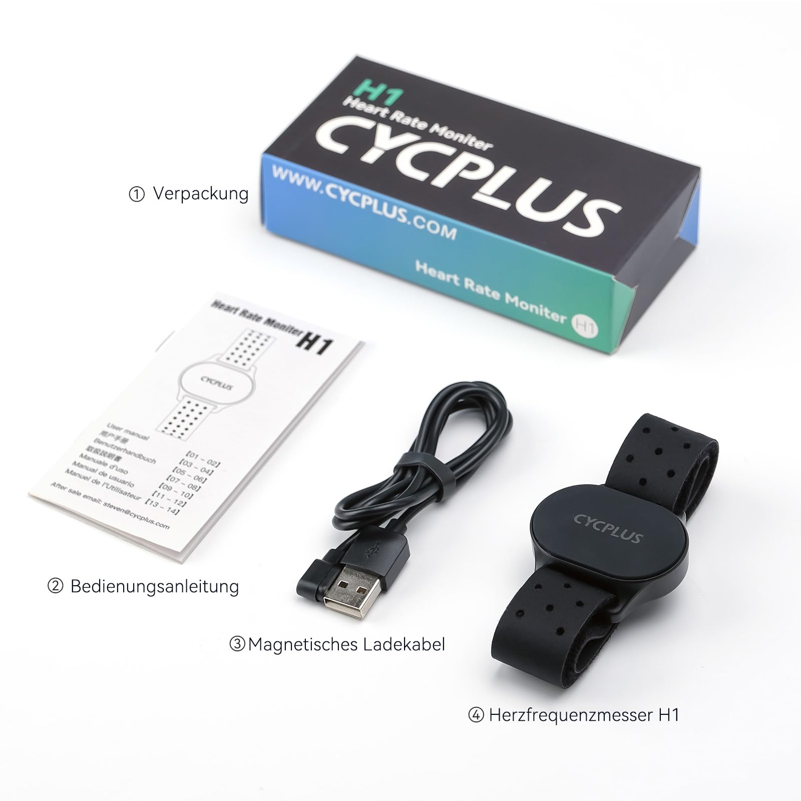 CYCPLUS Herzfrequenzmesser Armband, Bluetooth 5.1 ANT+ HR Monitor mit HR Zone LED Anzeige, IP67 Wasserdicht, Verwendung für Laufen Radfahren Fitness und andere Sportarten(schwarz)