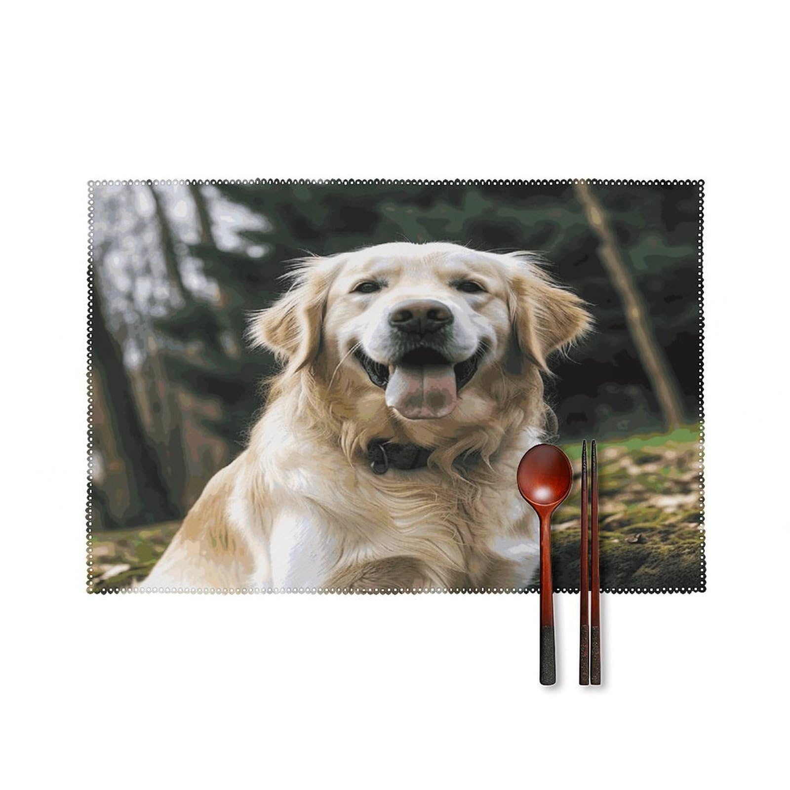 Fekiloot Style Funny Golden Retriever Placemats Set Of 6,Table Mat