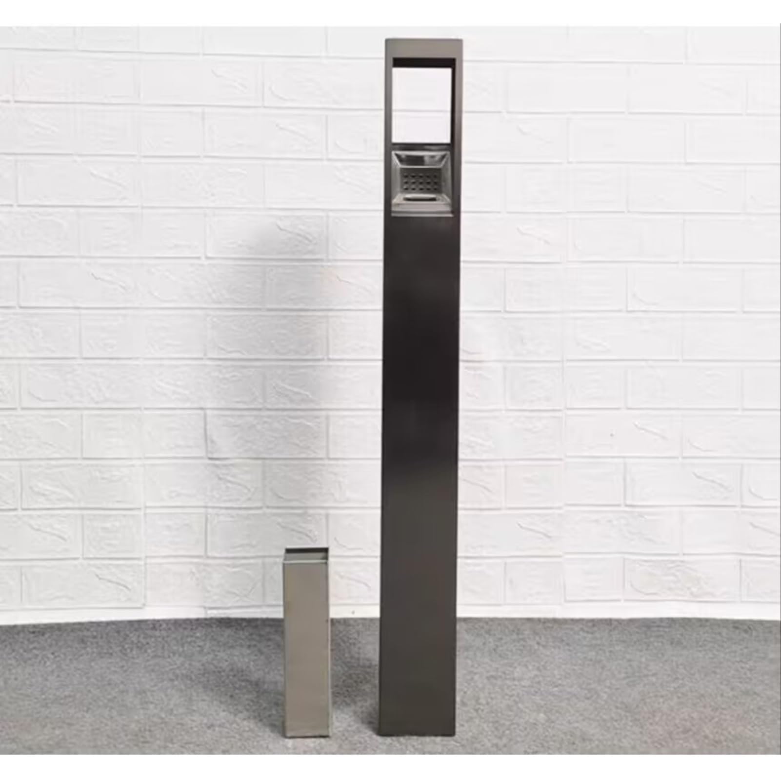 IUokLU Outdoor Standing Ashtray with Removable Inner Barrel,Free Stainless Steel Cigarette Column,Vertical Butt Trash Can for Patio