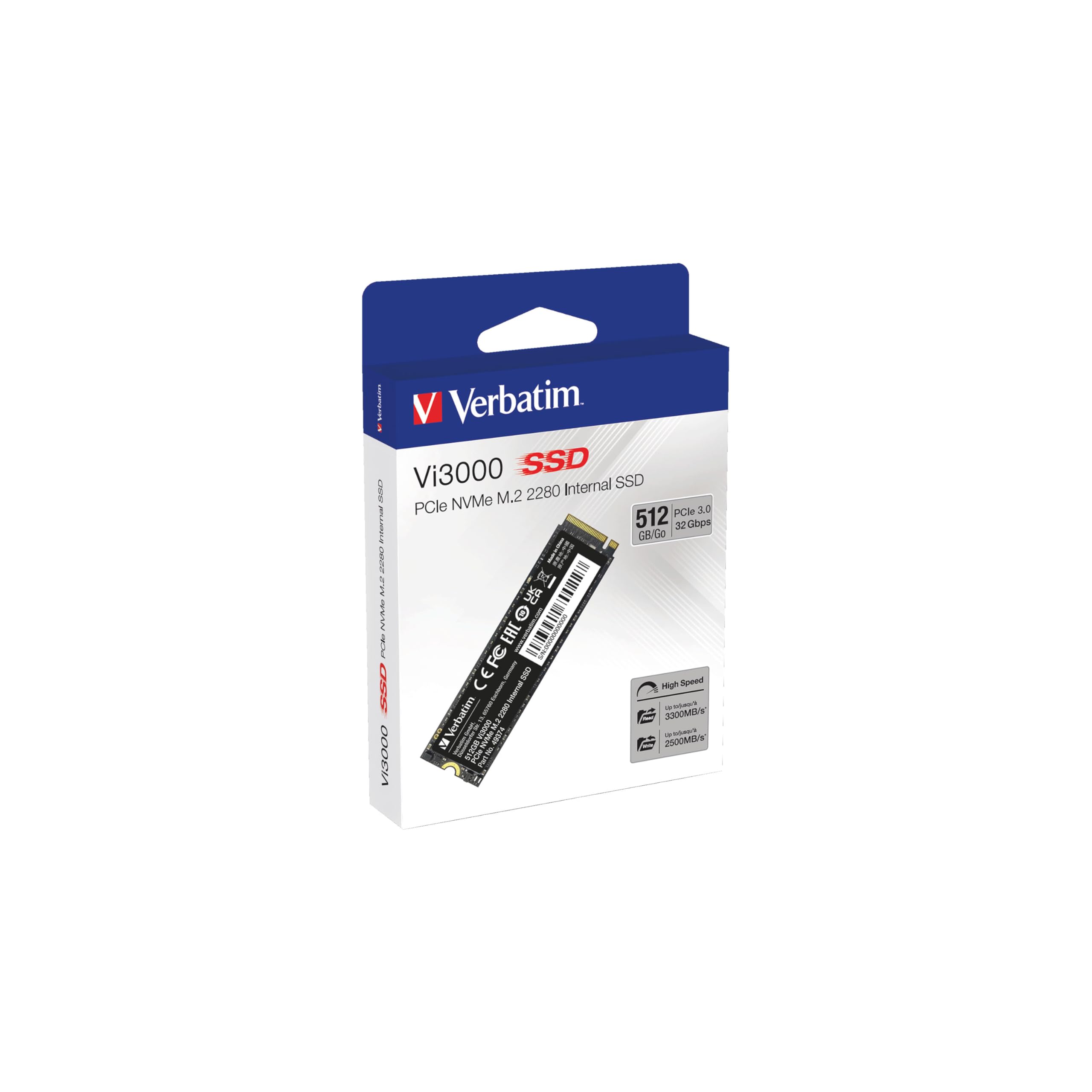 Amazon | Verbatim Vi3000 PCIe NVMe M.2 SSD 512GB | ‎バーベイタム