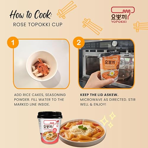 Miniatura 20 de Yopokki Instant Tteokbokki Cup (Sweet Mild Spicy, Cup of 2) Comida callejera coreana con salsa dulce y moderadamente picante Topokki Rice Cake