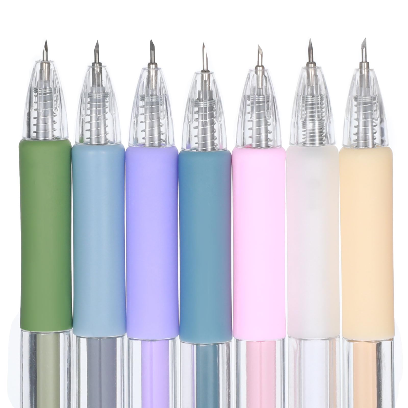 Craft Cutting Tool, 7Pcs Student Utility Paper Cutter Retractable Precision Paper Cutting Carving Tools Cartoon Pattern Art Utility Hobby Knife Pen for DIY Crafting Scrapbooking