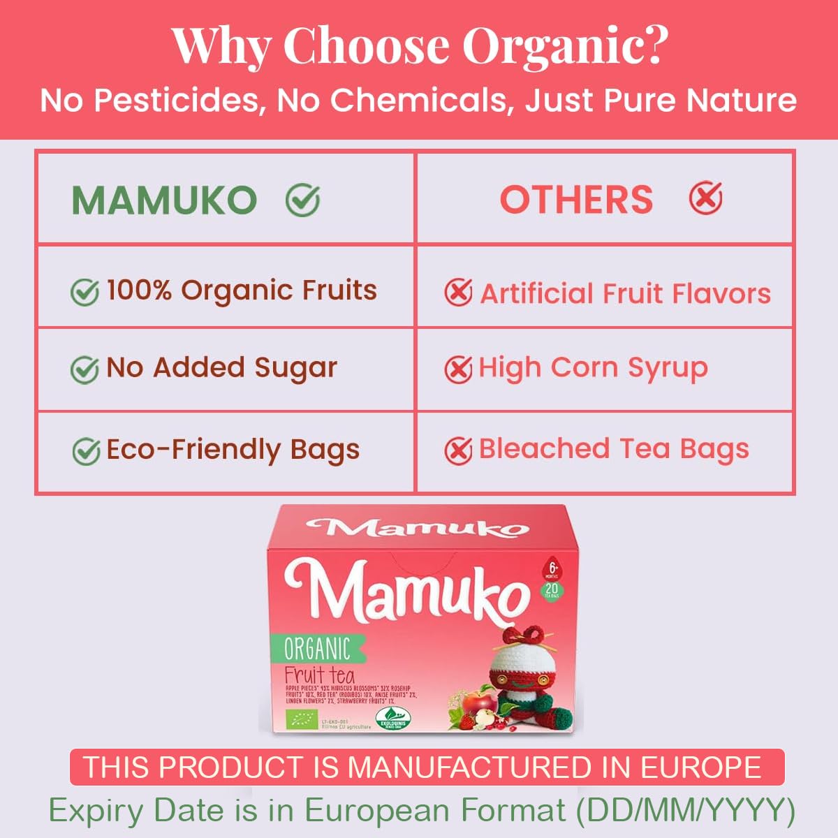 Amazon.com: MAMUKO Fruit Tea for Babies From 6 Months - Organic