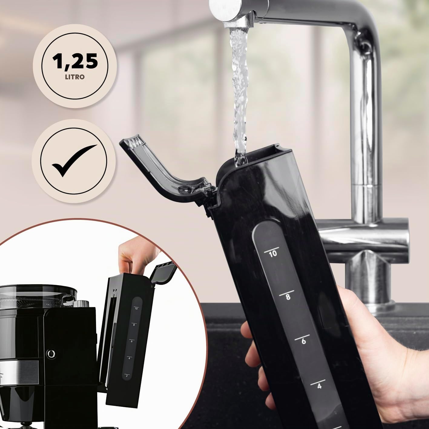 Barista - Macchina da caffè con display touch digitale, 800 W, con macina + caraffa termica