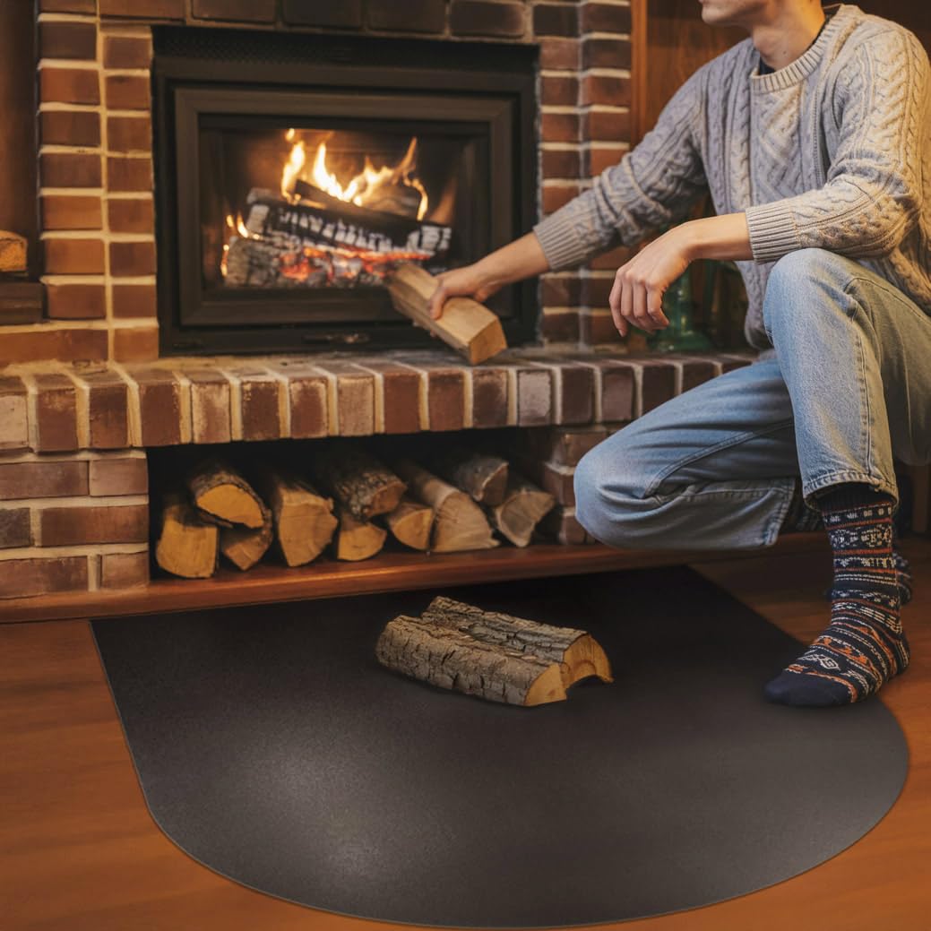 Tappeto Ignifugo in Metallo 100x100 cm | Finitura Opaca | Antiscintilla | Facile da Pulire | Resistente alle Alte Temperature | in Acciaio | Protezione del Pavimento | Colore Nero