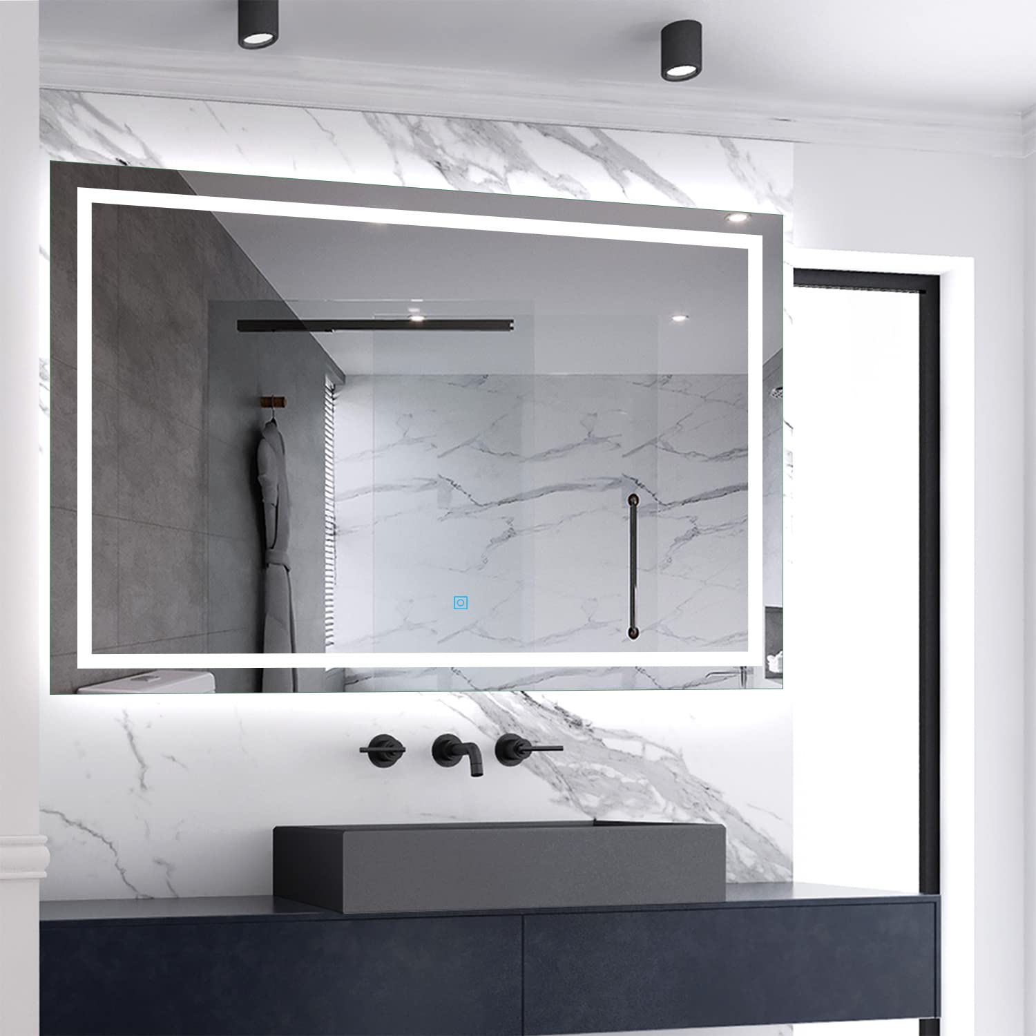 Skybathroom 1400x800mm LED Illuminated Bathroom Mirror with Demister Pad|Wall Mounted|Anti-fog|Touch Sensor|IP44| Smart Modern Vanity Mirror
