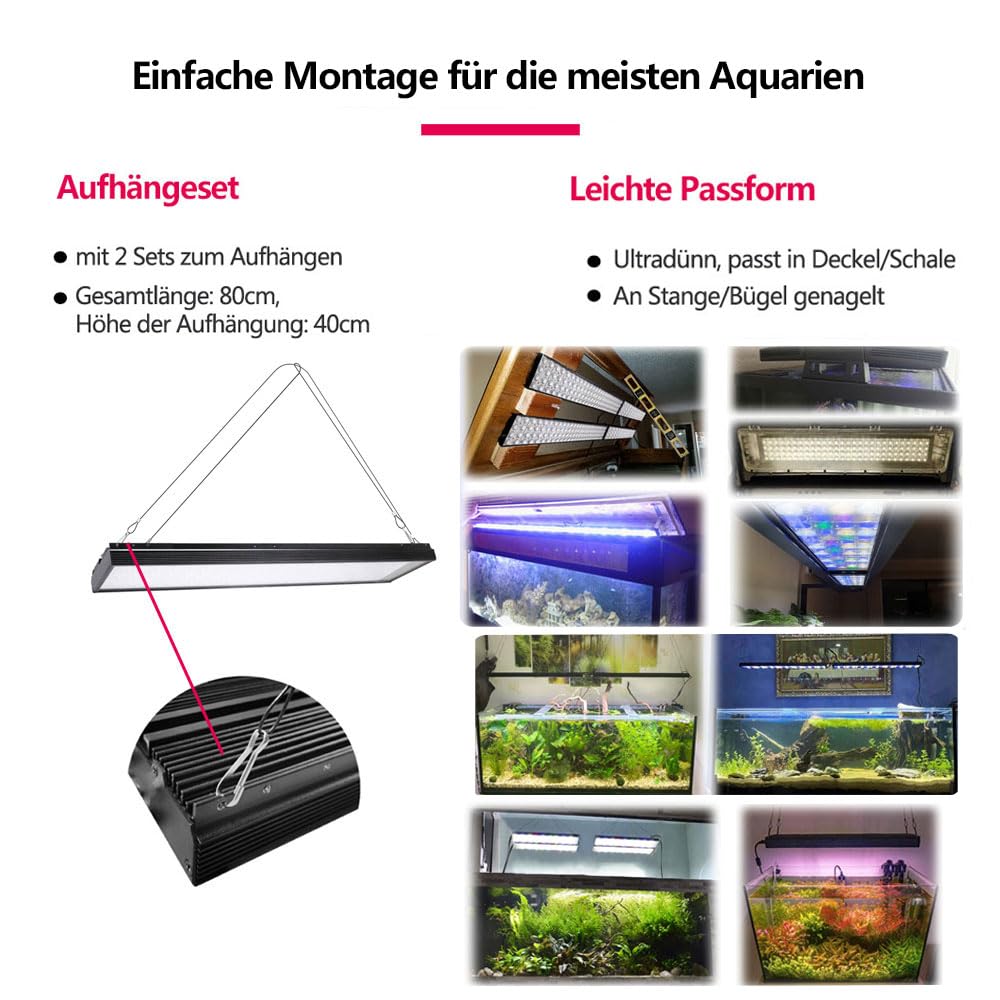 PopBloom H54 WiFi Vollspektrum Aquarium LED Beleuchtung Aquarium-RGB-LED Pflanzenaquariumleuchten für 55-70cm Süßwasser Aquarien Fischtank