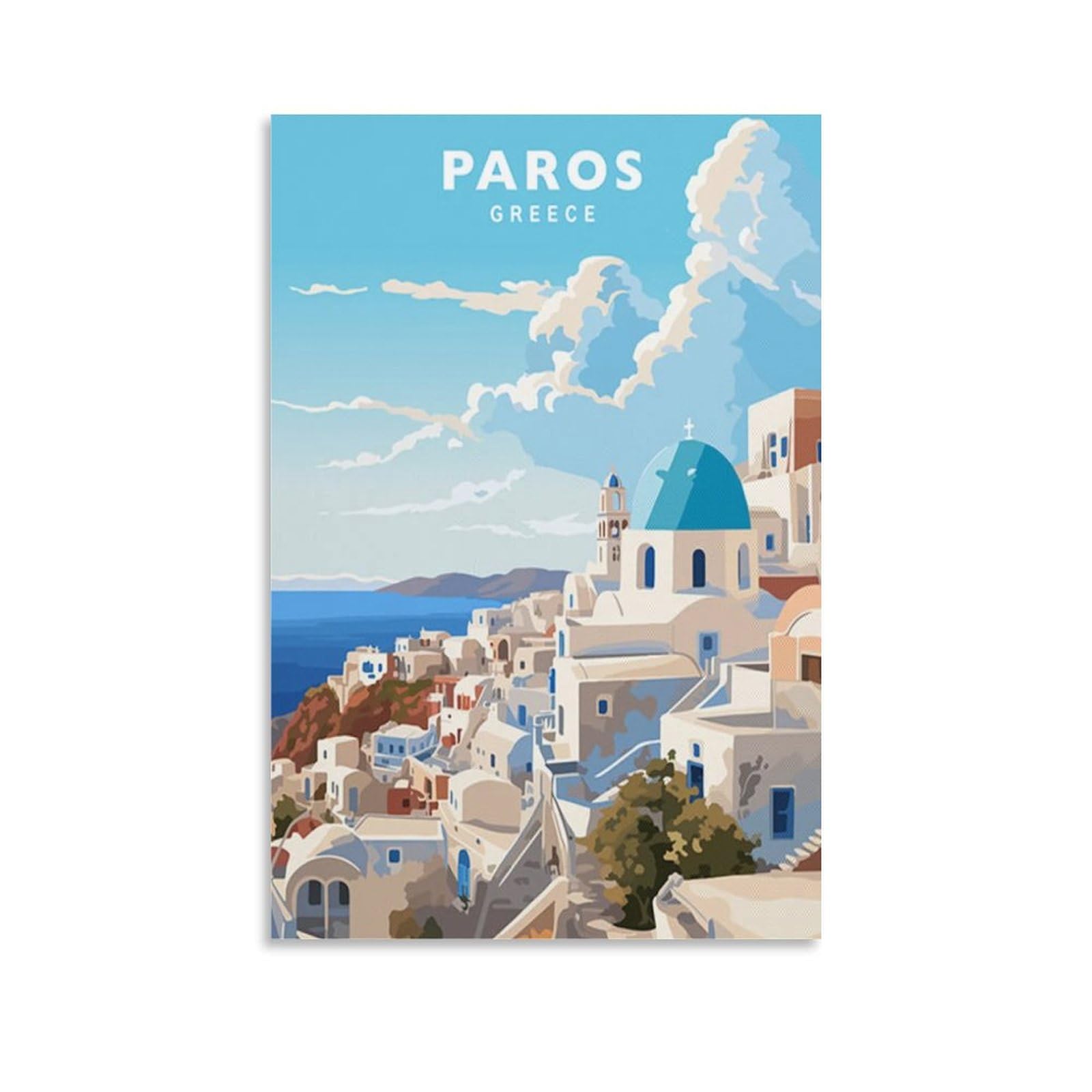Jdjdu Paros Greece Vintage Travel Poster Gift Wall Decor Painting Poster Canvas Art Poster