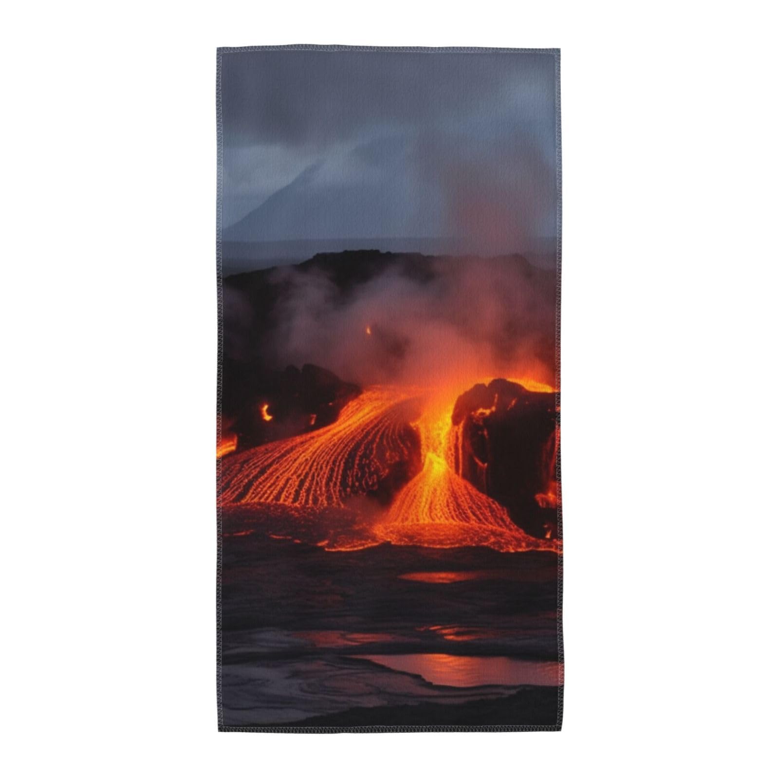 FekiLoot Absorbent Hand Towels 12"X24" Decorative Bathroom Towel Soft Microfiber Face Towel Kilauea Volcano Dish Kitchen Towels for Bathroom Kitchen Hotel Spa Bath Towels