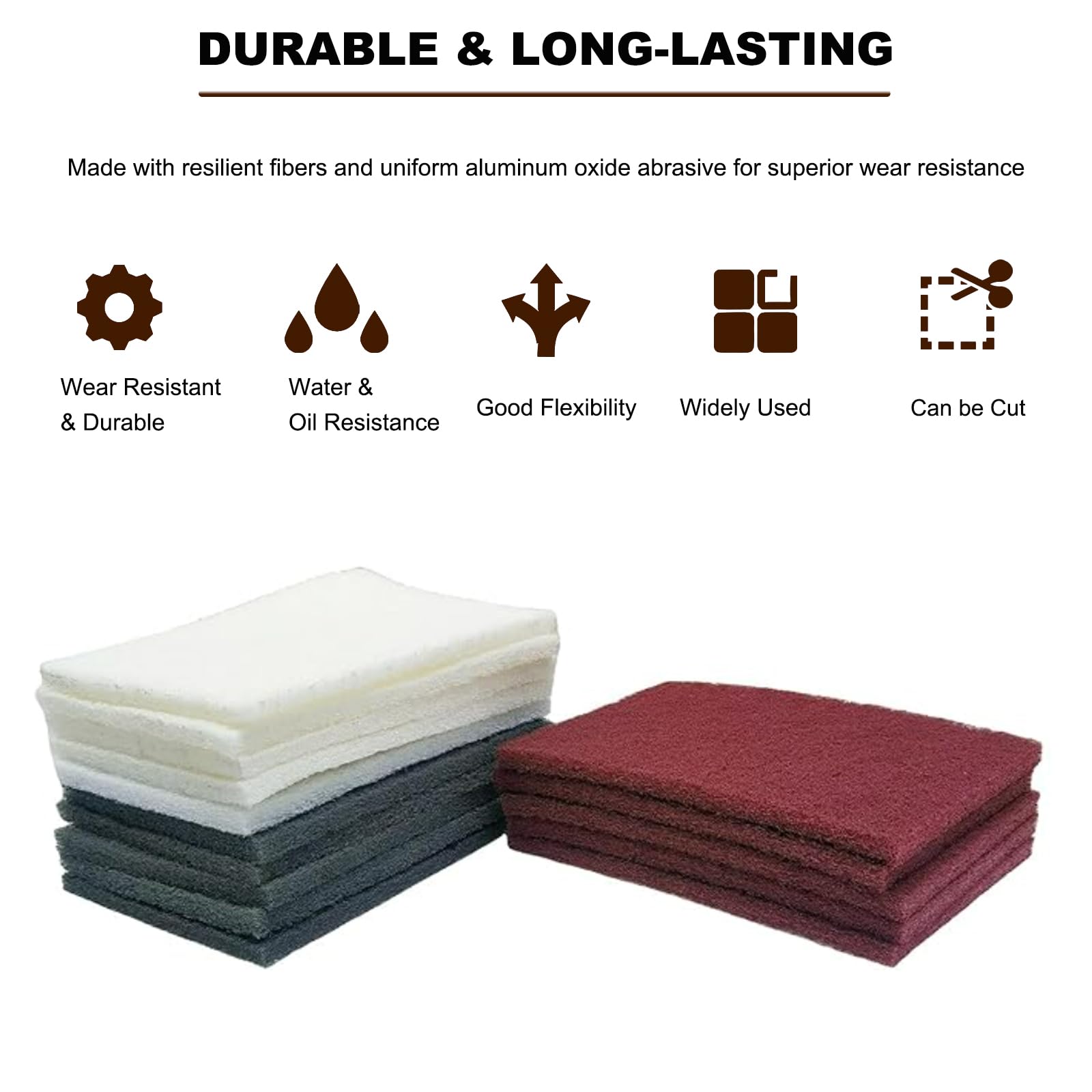 Almohadillas para raspar de uso general, color granate, de 6 x 9 pulgadas, para raspar, estropajar, lijar, imprimación de pintura, adhesión a arañazos, preparación de superficies, automóvil,