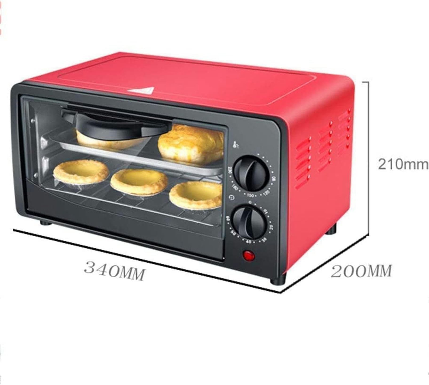 Mini 12 -Litrowy Piekarnik, Piekarnik Tostera, Wielofunkcyjny Piekarnik, Toster Konwekcyjny (czerwony)
