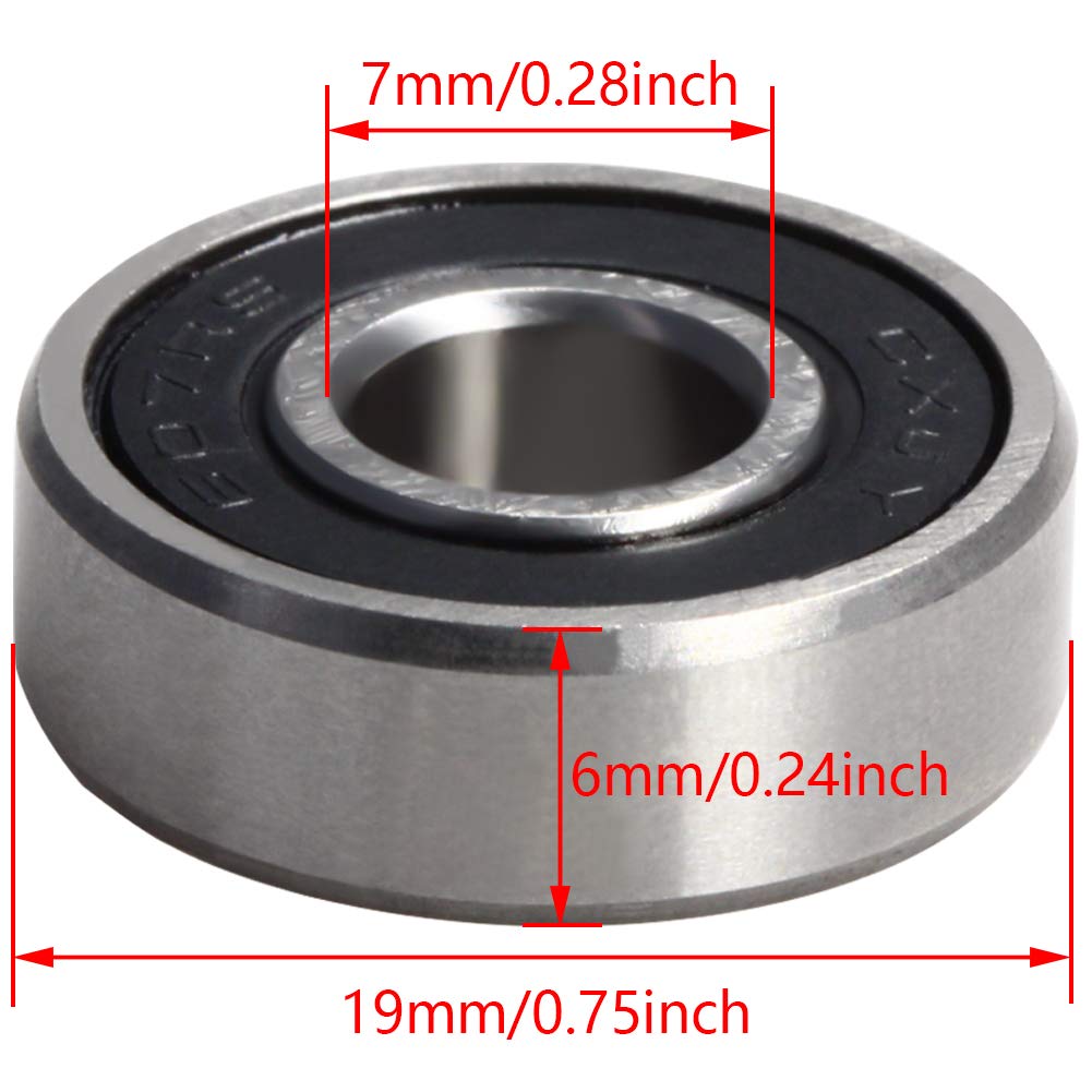 Cuscinetto A Sfere In Acciaio Cromo 607-2RS Per Motori Nitro RC – 7x19x6 Mm, Con Guarnizione In Gomma, Partcore - 2