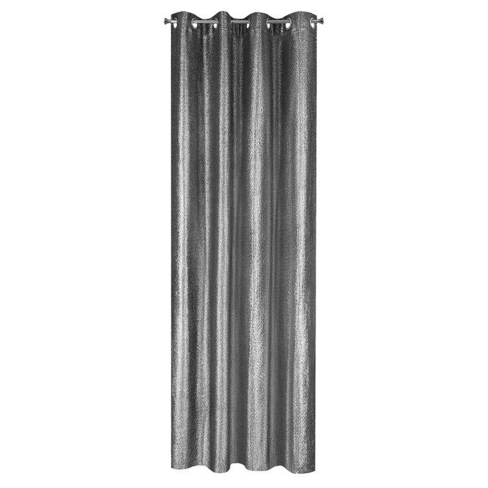 Eurofirany Rideau doré argenté avec Galon fronceur à œillets - Or argenté Noir Brillant (Argent Brillant, 140 x 250 cm - Rideau à œillets)