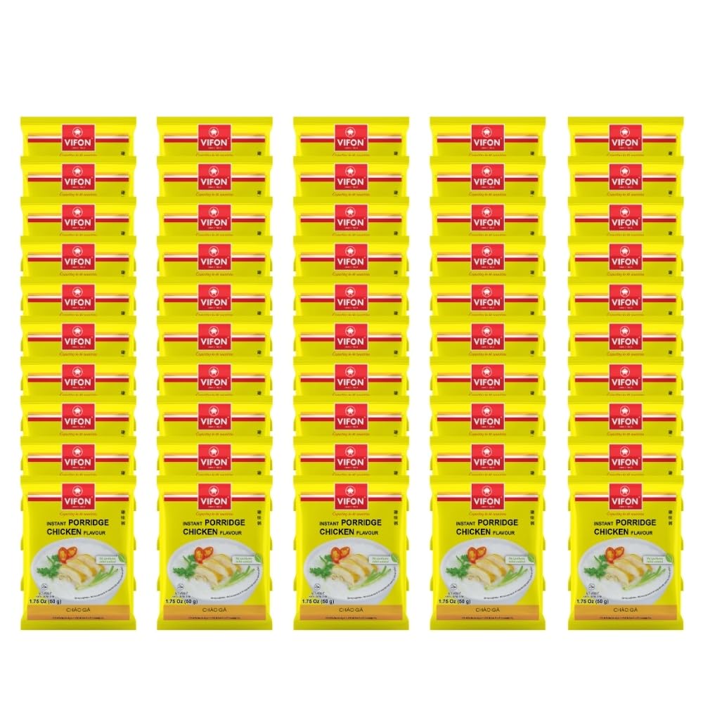 VIFON Instant Chicken Porridge (Chicken Flavor) Bag, 50 g |Pack of 50 | Halal Certified | Vietnamese Instant Rice Porridge | Contains Real Spices | Ready in 3 Minutes