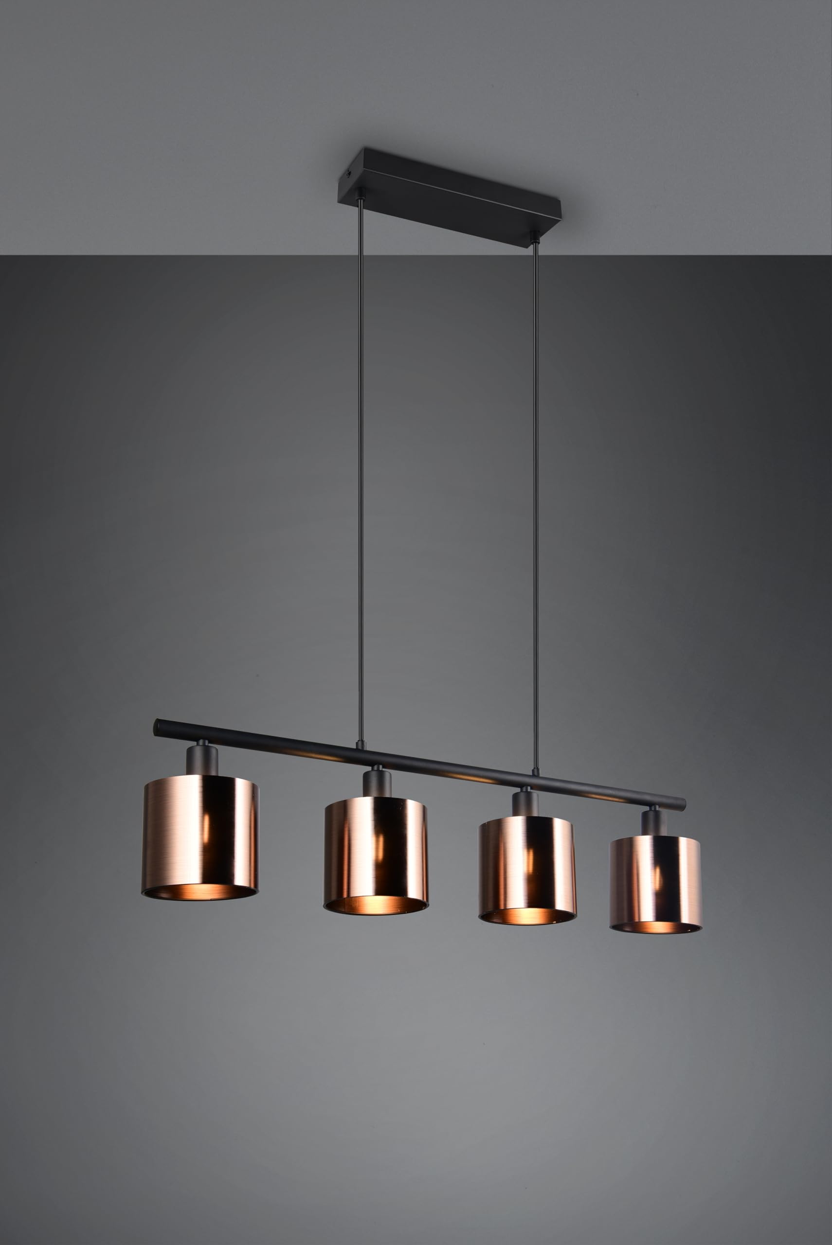 RL LIVE YOUR LIGHT R36304064 - Lámpara LED colgante Jason, metal negro mate, pantallas de plástico color bronce, excl. 4x E14