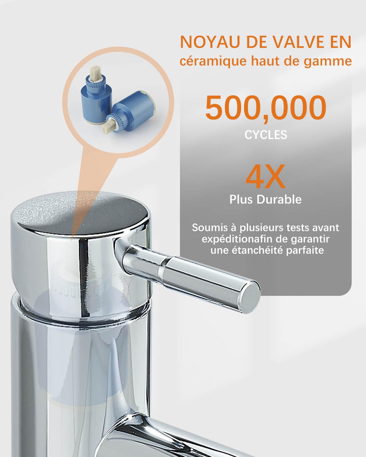 Mitigeur de Lavabo, Mitigeur Lavabo à Bec Coudé, Robinet de Lavabo Réglable Chaud et Froid, Robinet Salle de Bain Monocommande，Chromé