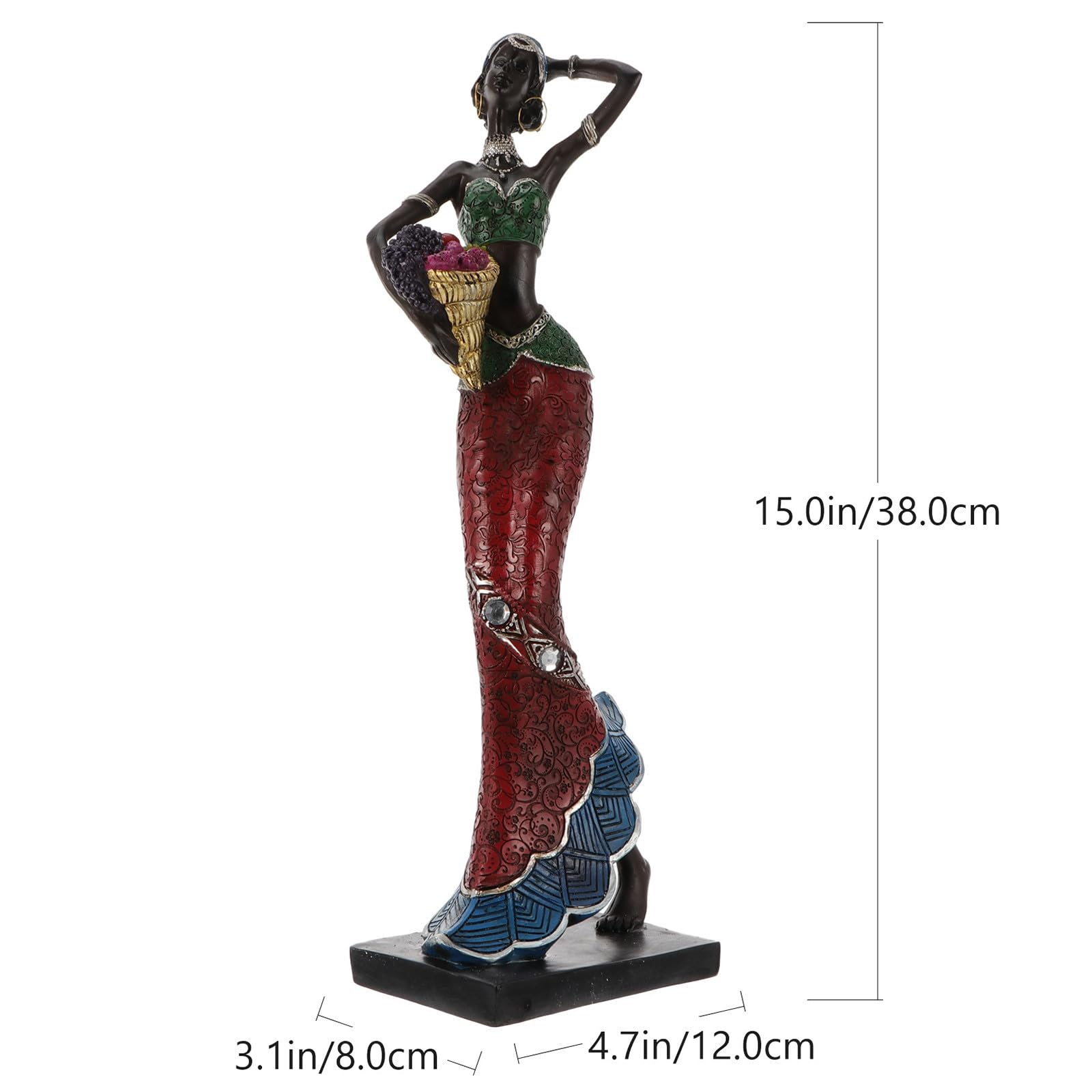 CRAFTHROU Statue Décorative Femme Africaine, Figurine Décorative en Résine, Style Ethnique, Sculpture Artisanale pour Décoration Intérieure, Maison et Hôtel