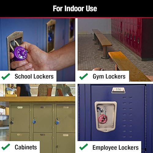 Miniatura 3 de Master Lock 1533TRI mini candados de combinación en azul, morado y rojo, paquete de 3, Púrpura, 1533TRI