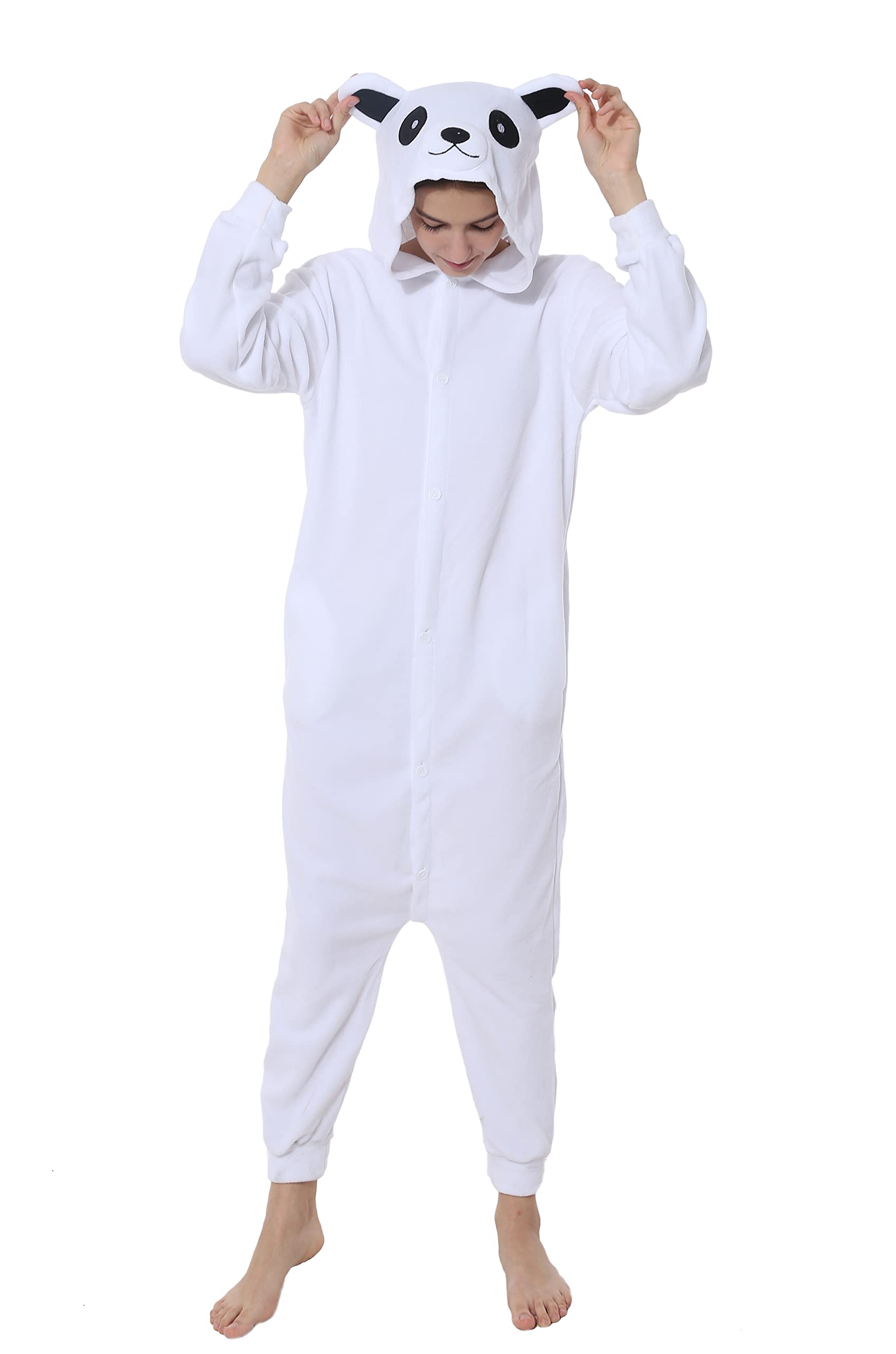 Unisex Adult Bear Costume Pajamas, Animal Costume Halloween Sherpa Women's Cosplay Christmas One Piece Costume