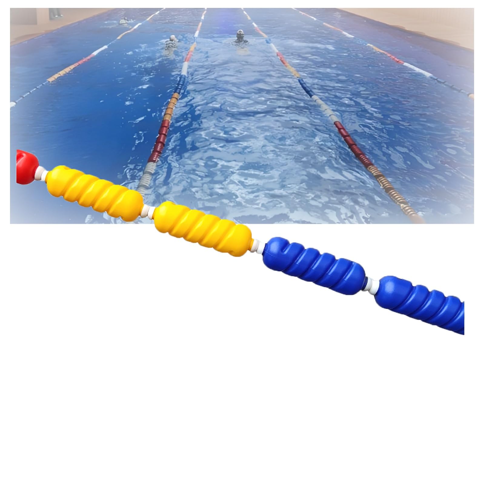 Generisch Schwimmbahntrenner, Schwimmleine, Sicherheitstrennseil für Schwimmbecken, Boje aus robustem Kunststoff mit Nylon-/Stahldraht für erhöhte Sicherheit im Schwimmba