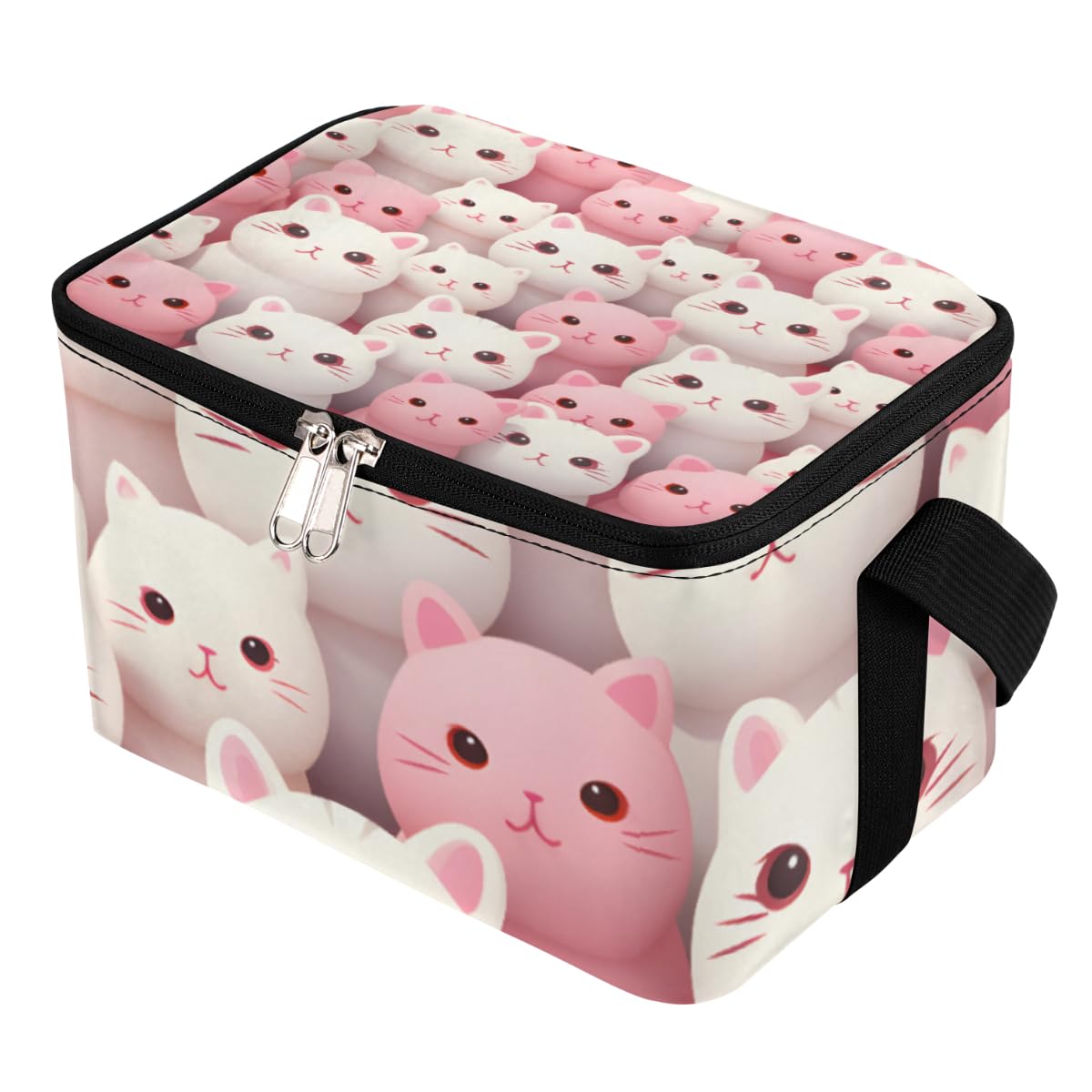 GzLeyigou Lunch Bags for Women Men 9 Cans,Lovely Cat Hot & Cold Food Delivery Bag Insulated Grocery Bag Insulated Lunch Box Cartoon Cats Cooler Bag for Office Work Picnic Beach