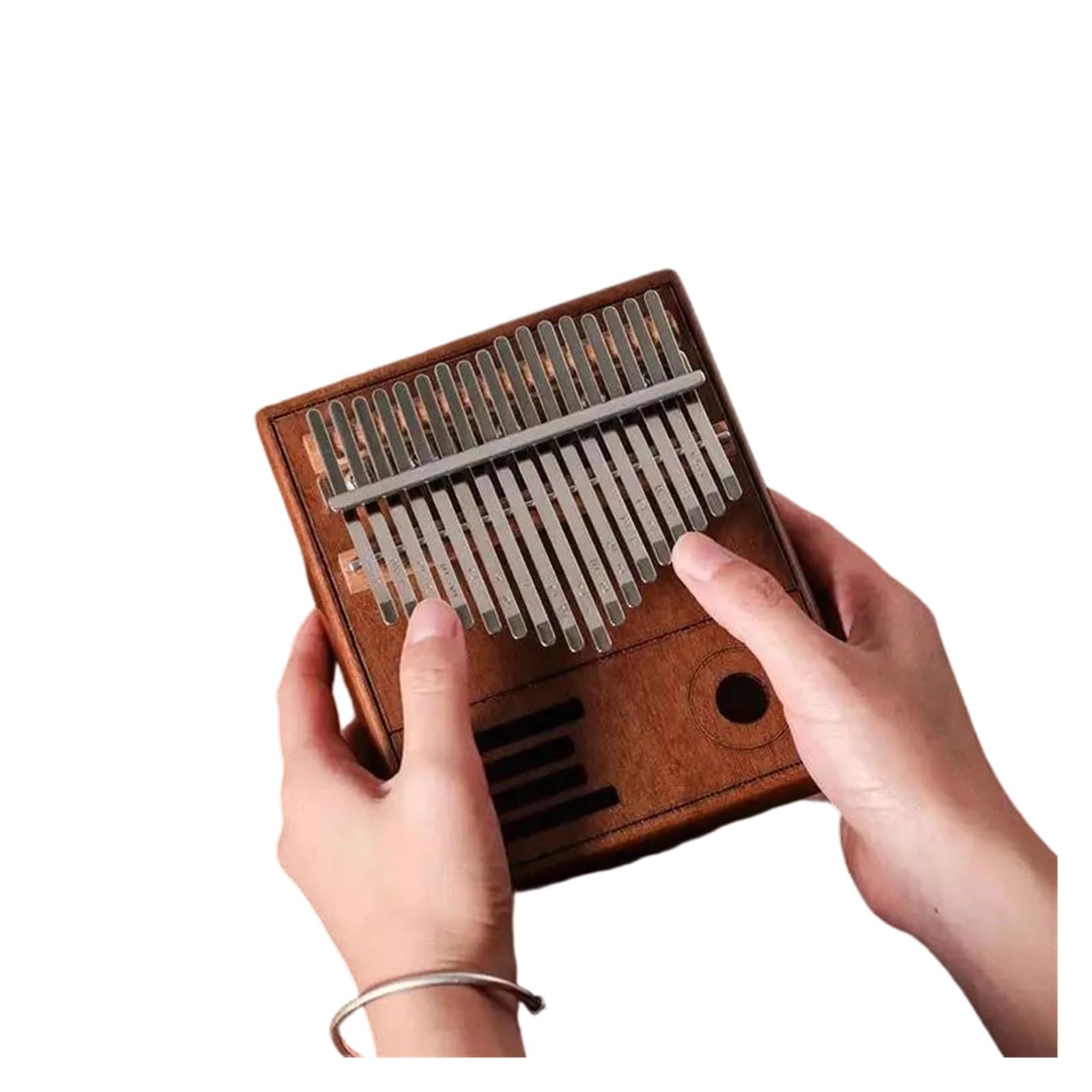 Kalimba Vintage De 17 Teclas Cuerpo De Acacia De Caoba De Madera Maciza Instrumentos Musicales Kalimba(Coffee)