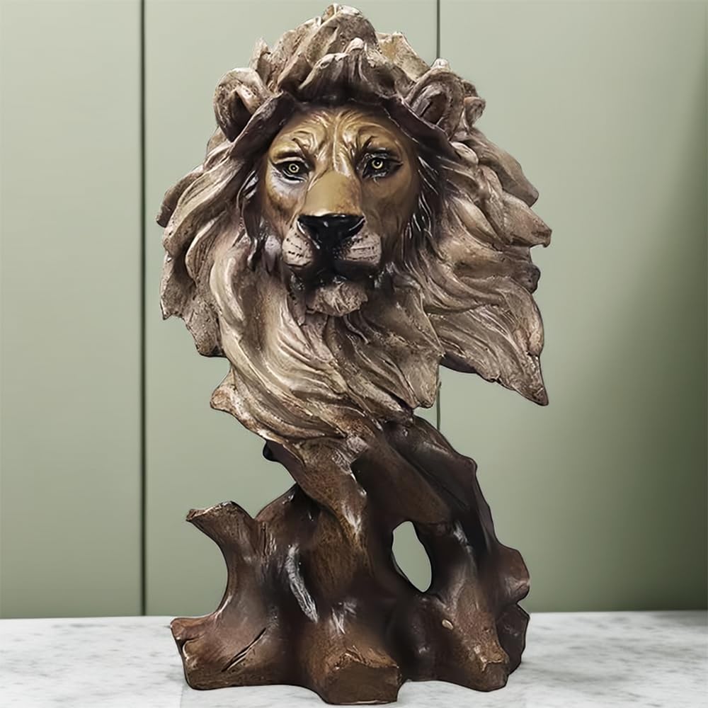 Amazon.com: SHTWX Resin Lion Head Bust Statue Sculpture Frgurine