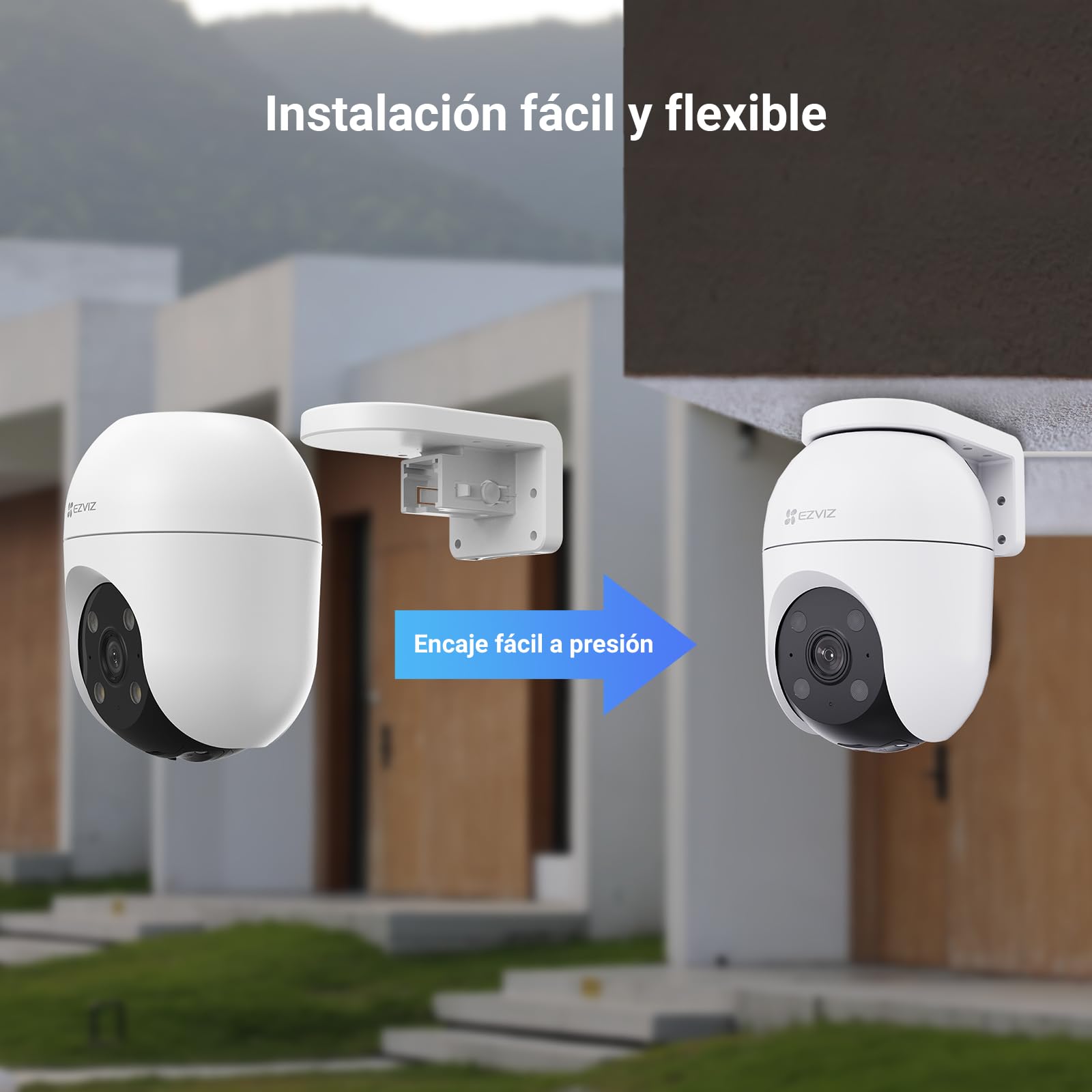 EZVIZ C8c 3K Kit de 2 Cámara WiFi Exterior 360°, Visión Nocturna en Color, Detección de Humanos/Vehículos con IA, Seguimiento Automático con Zoom, Defensa Activa con Luces/Sirena, Compatible con Alexa