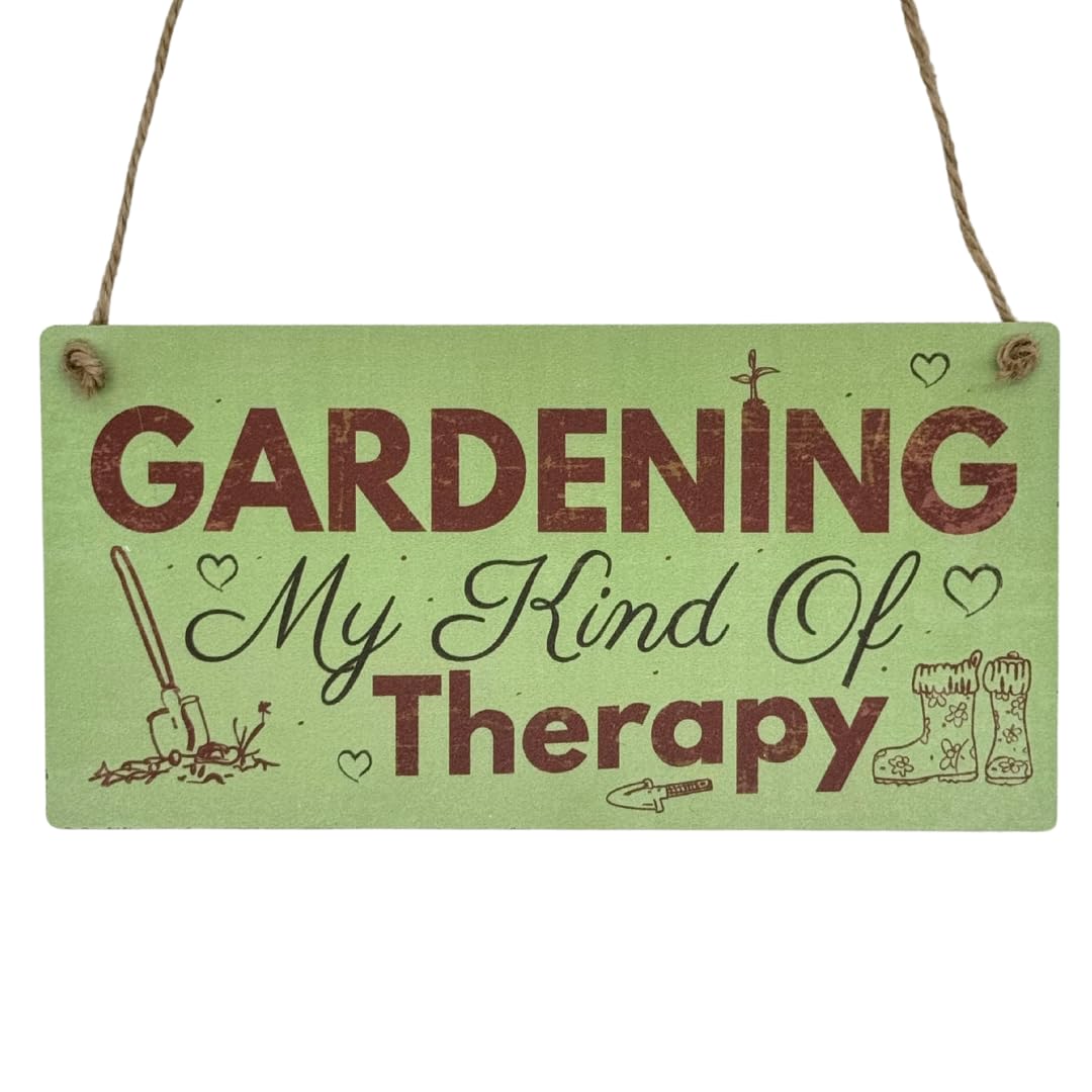 Second Ave Gardening Therapy Relax Wooden Hanging Rectangle Home Friend Garden Sign Plaque