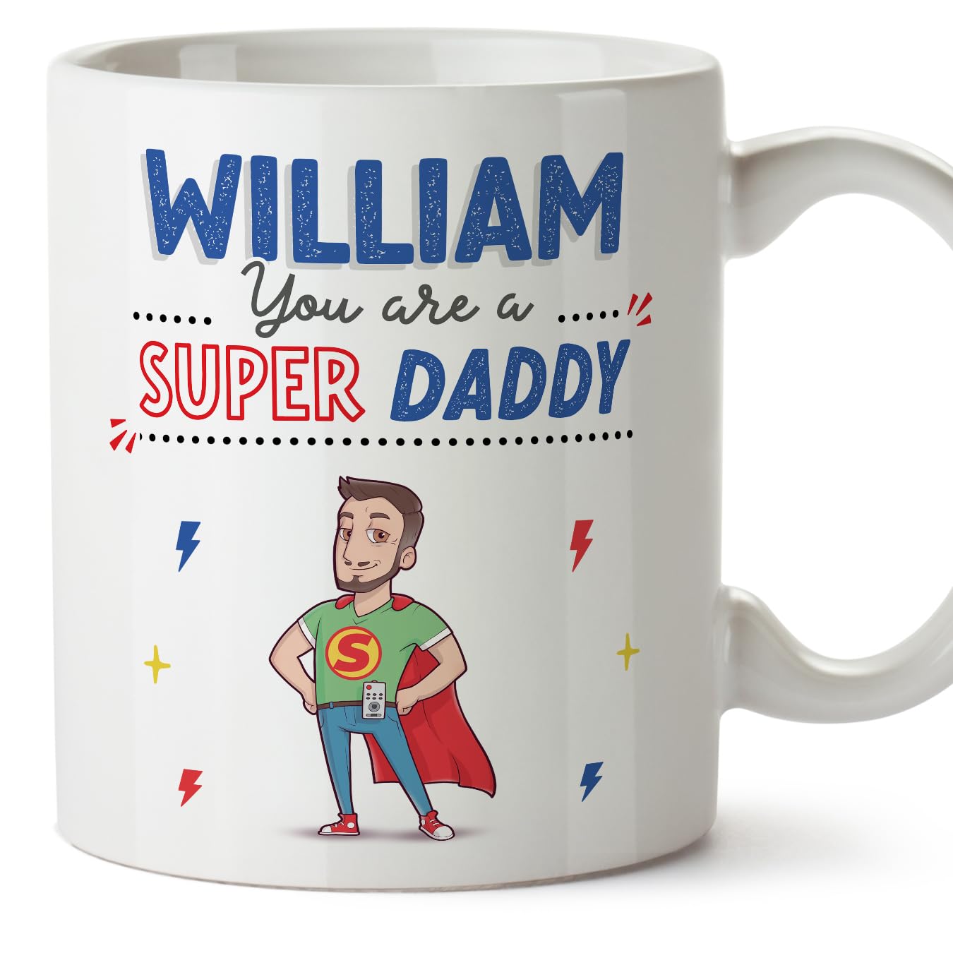 MUGFFINS Personalised Mug for Daddy - in English - You are Super! - Funny Custom Gift - Ceramic 11oz Mug