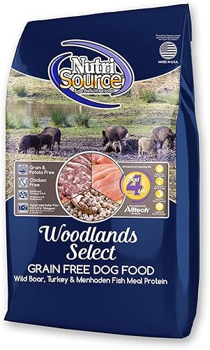 Miniatura 6 de NutriSource Woodland Select - Alimento seco para perros sin granos, harina de pescado de jabalí, pavo y Menhaden, 26 libras