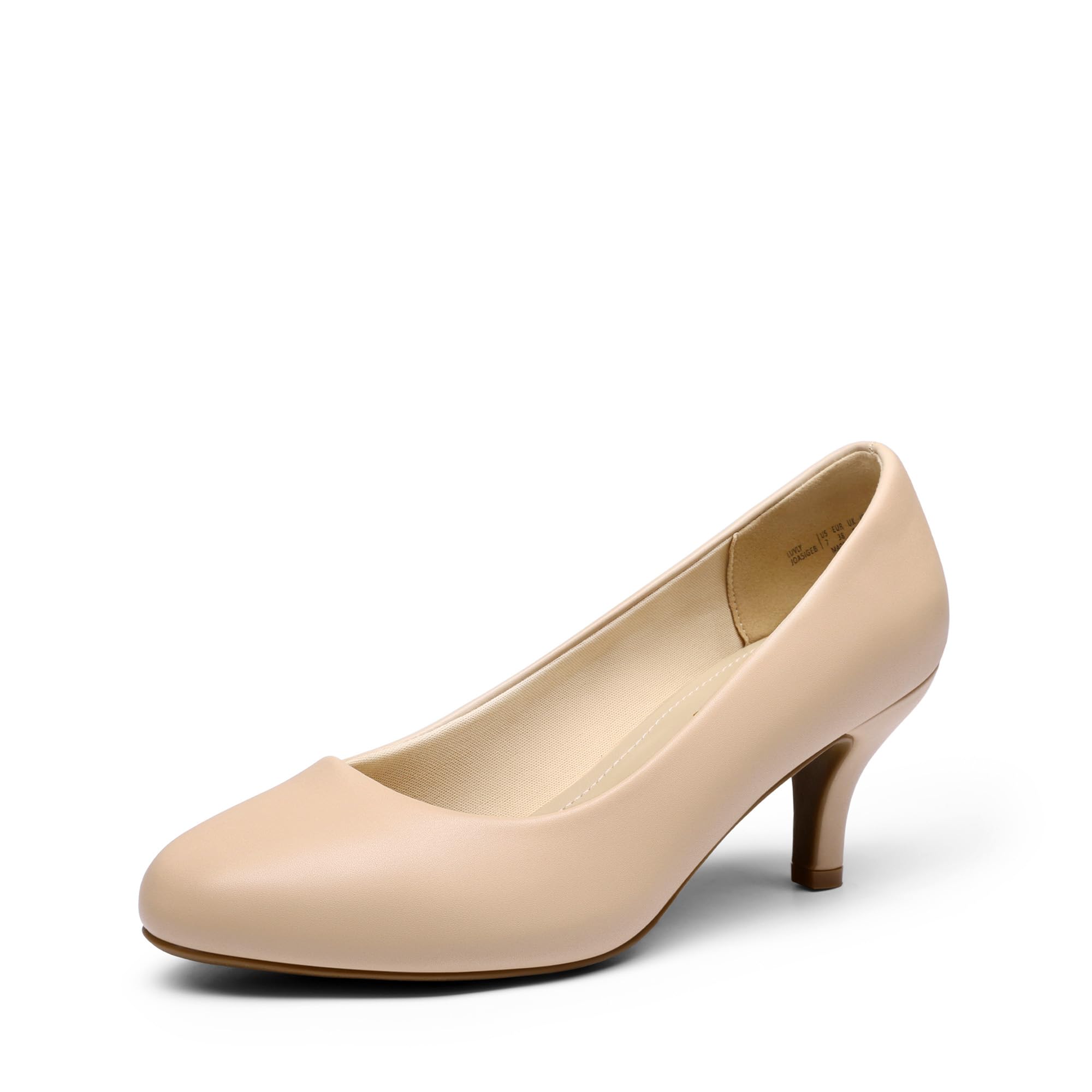 DREAM PAIRS Women's Comfortable Kitten Heels Pumps | 2.5" Heel, Classic Round Toe, Slip-on, Comfortable Latex Insole, Durable Slip-resistant Outsole