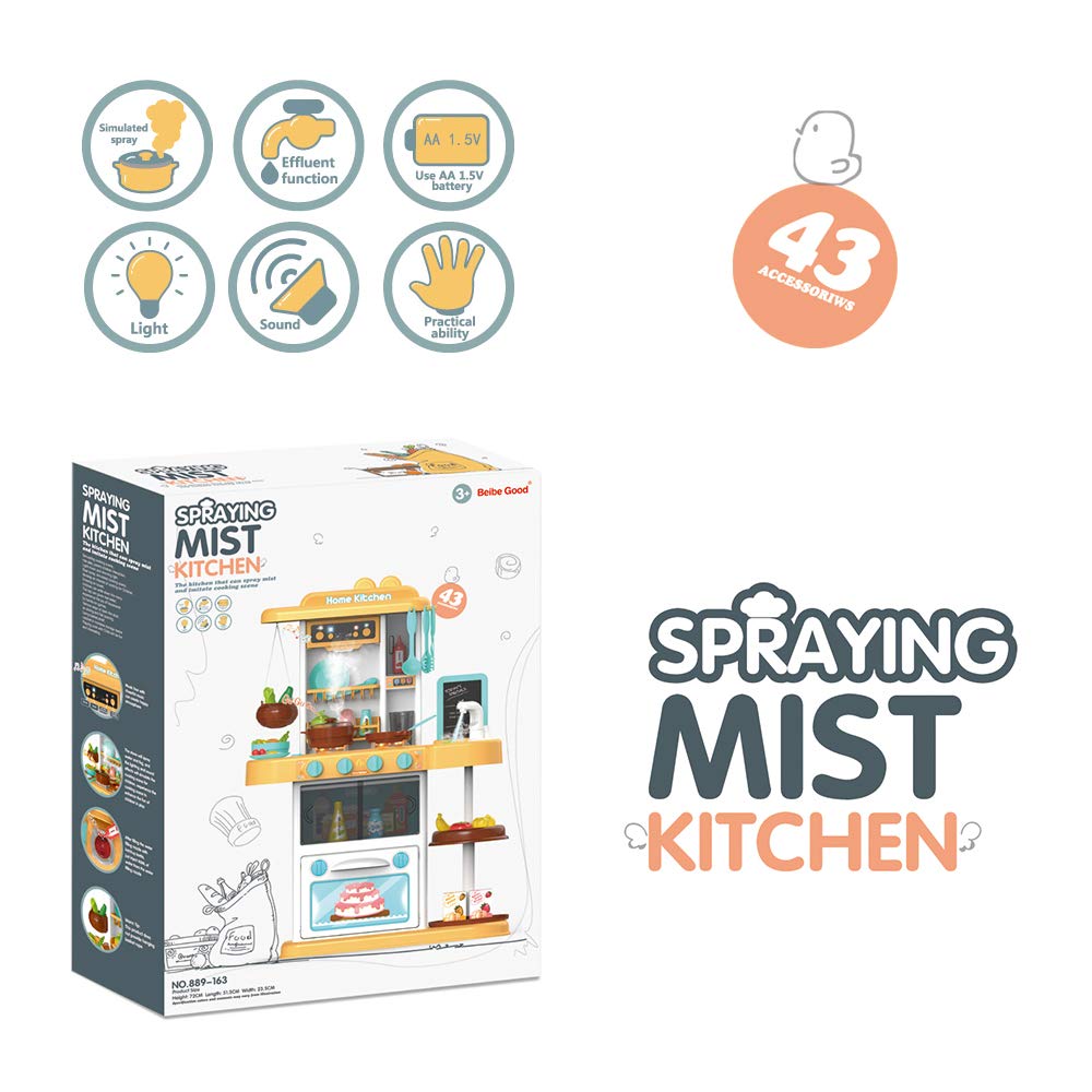Beibe Good 43 Pcs Spraying Mist Kitchen Set with light and sound
