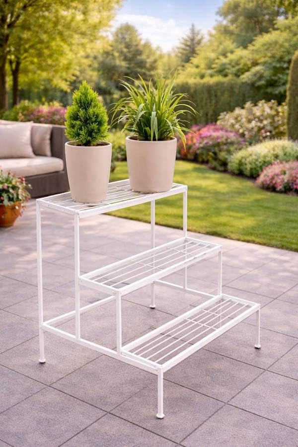 Image of Bee Creative Plant Stands for Outdoor Balcony, Flower Pot Stand for Indoor Plants, Large Metal Planter Stand for Living Room, home decor, Indoor & Outdoor plants Stand (3 STEP W)